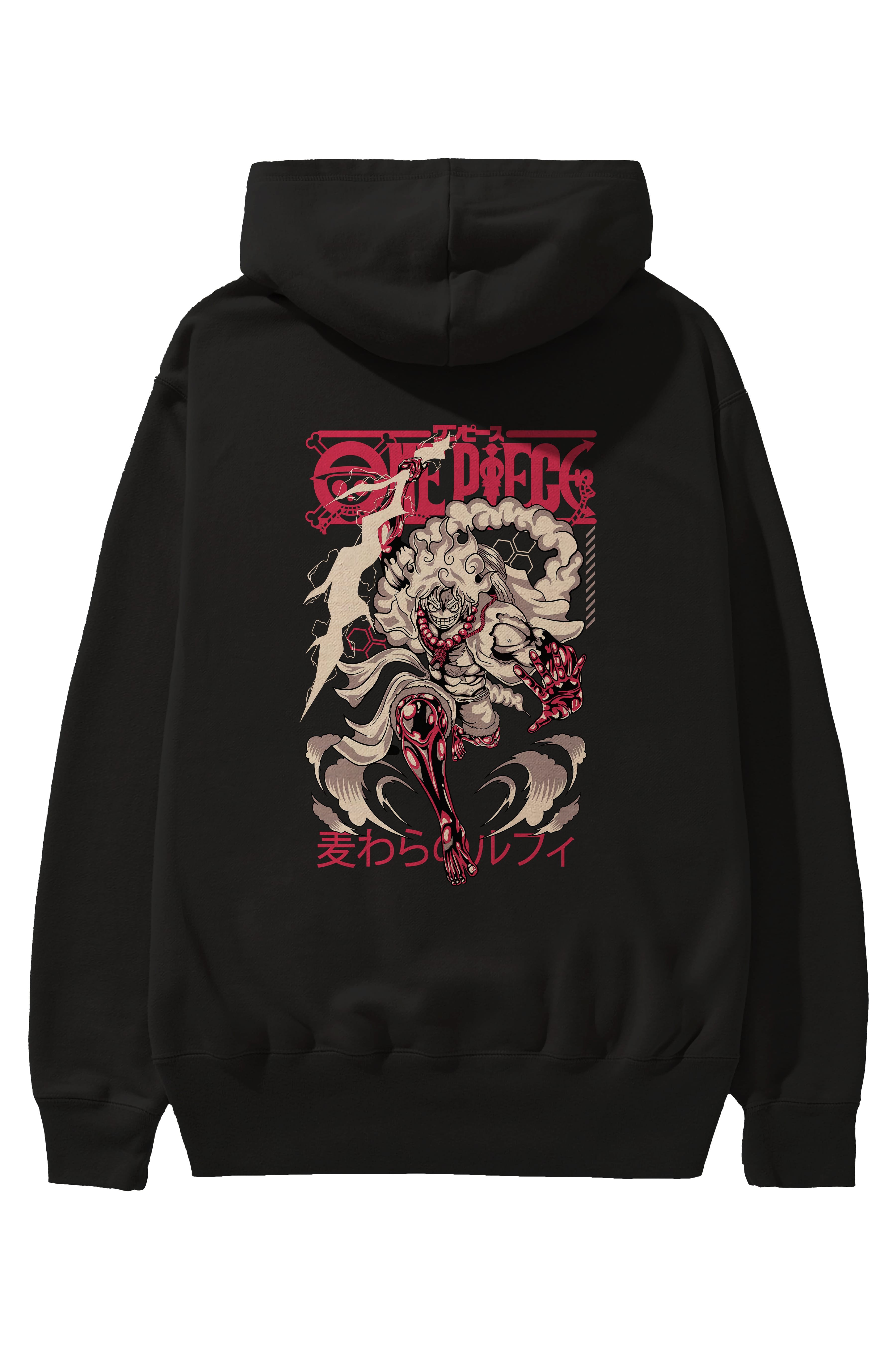 MONKEY D. LUFF-ONE PIECE 1 Anime Arka Baskılı Hoodie Oversize Kapüşonlu Sweatshirt Erkek Kadın Unisex
