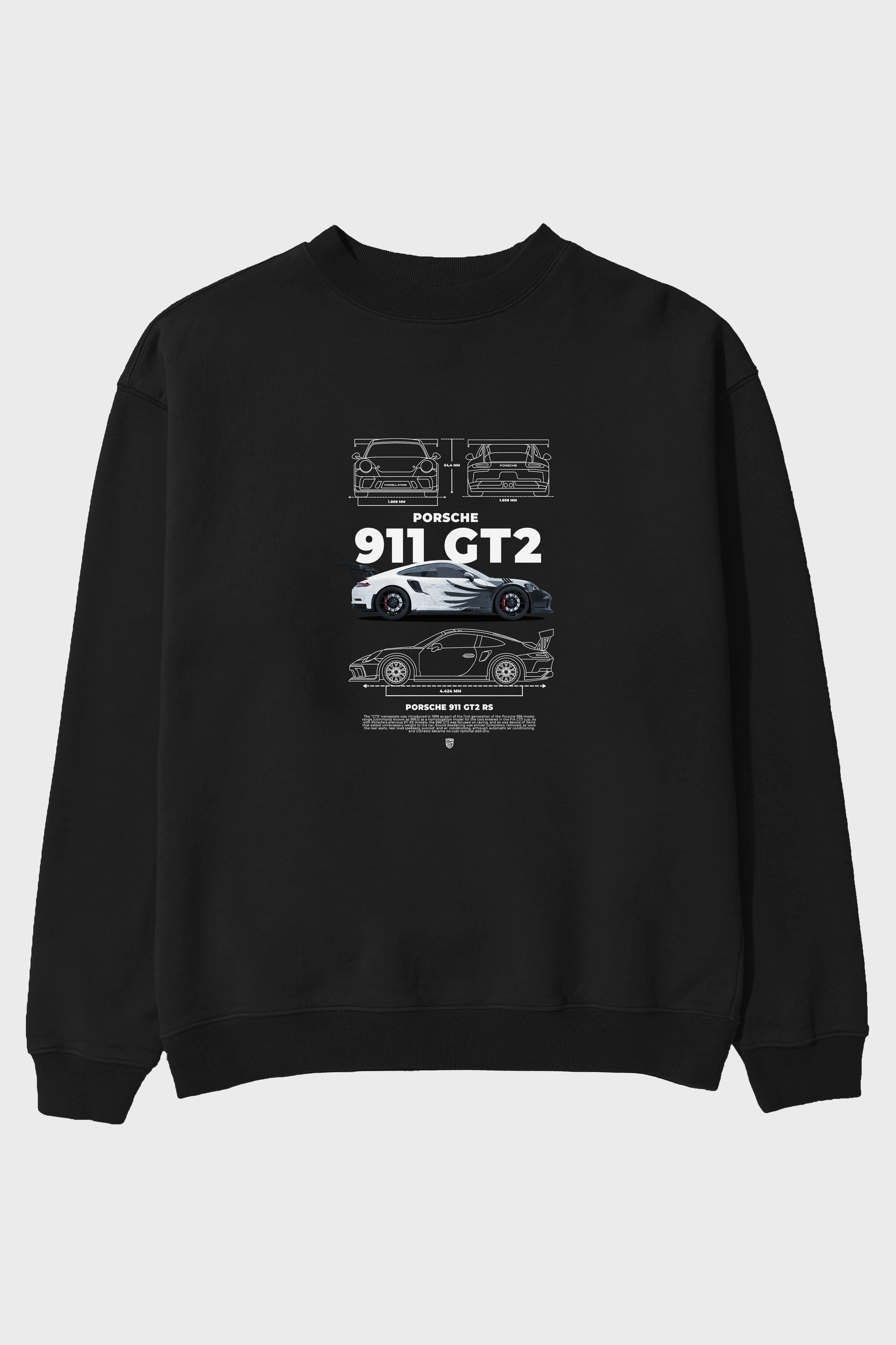 PORSCHE 911 GT2 RS 3 Ön Baskılı Anime Oversize Sweatshirt Erkek Kadın Unisex