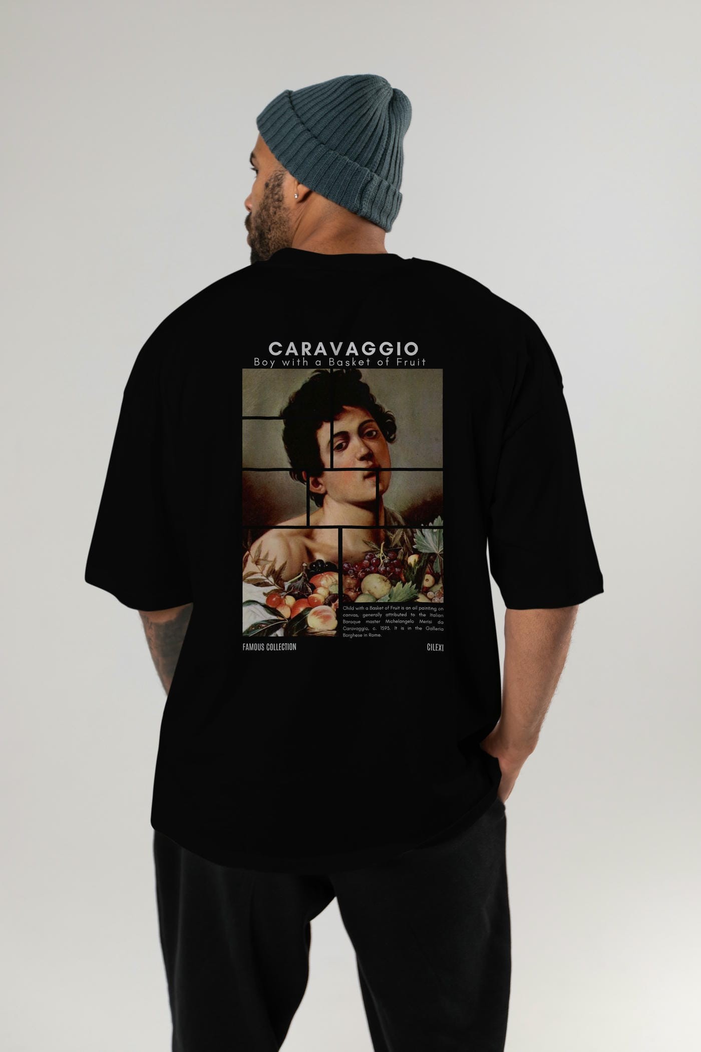 Caravaggio Boy Arka Baskılı Oversize t-shirt Erkek Kadın Bisiklet Yaka Pamuk tişort