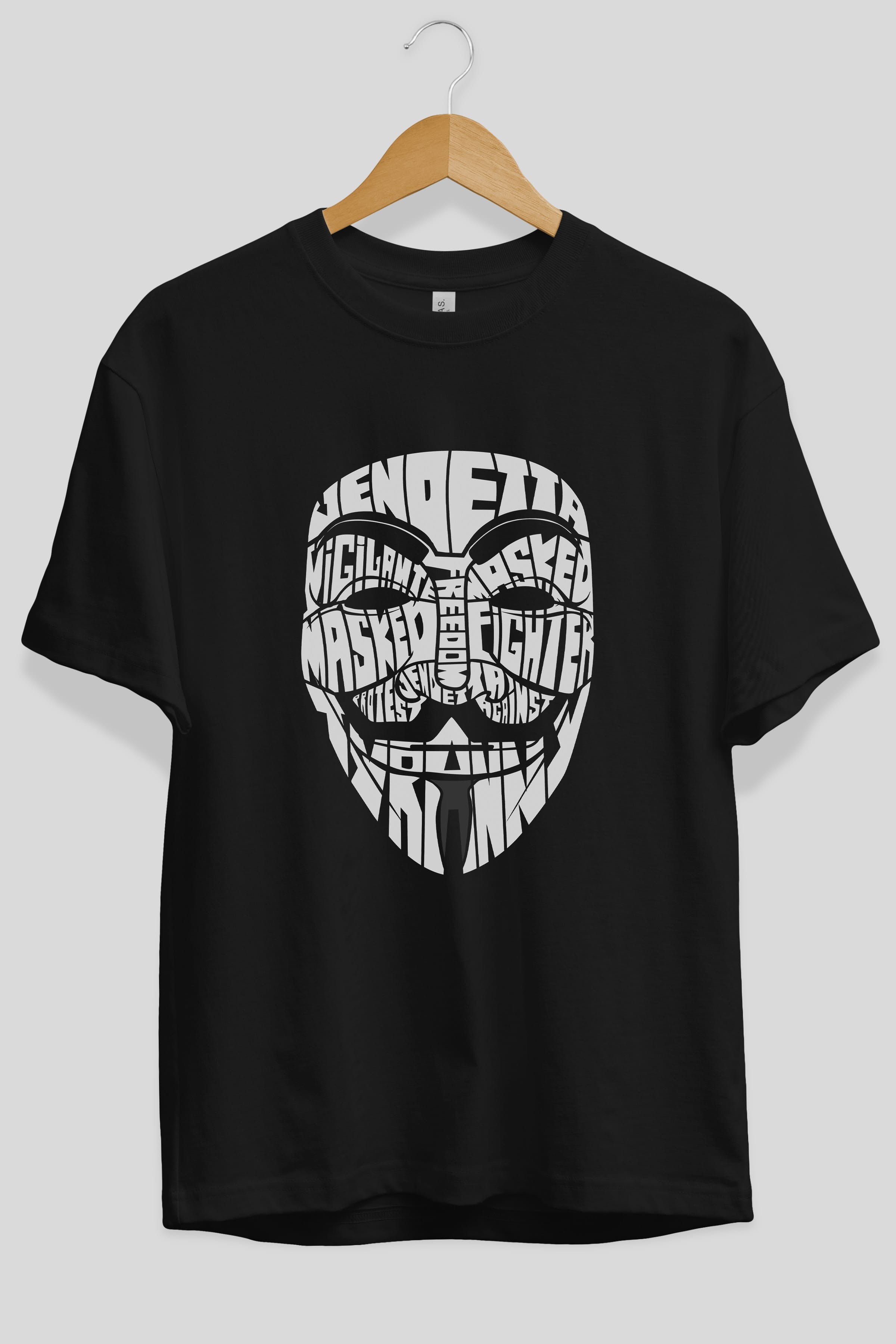 Vendetta Ön Baskılı Oversize t-shirt %100 pamuk Erkek Kadın Unisex