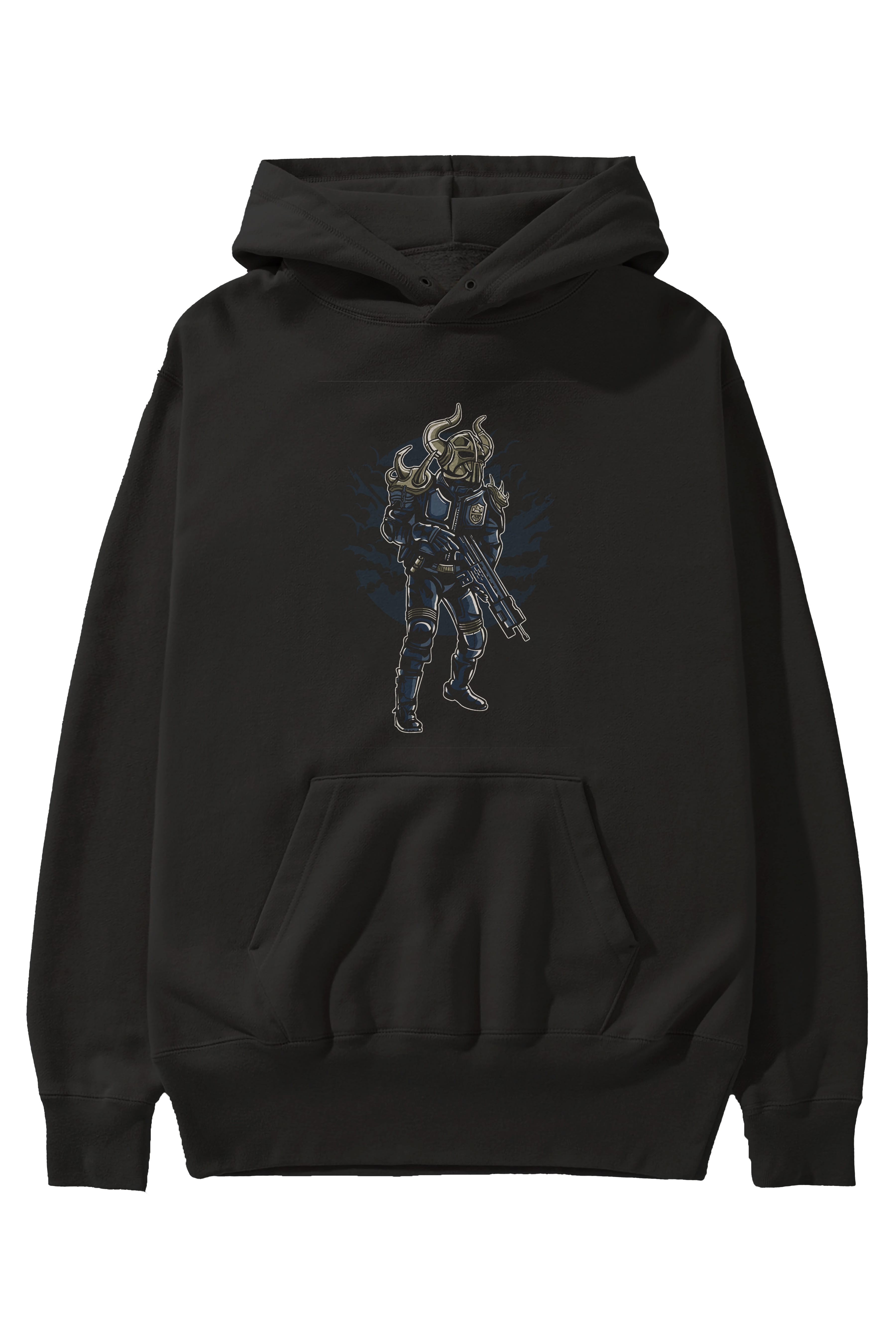 Viking Soldier Ön Baskılı Hoodie Oversize Kapüşonlu Sweatshirt Erkek Kadın Unisex