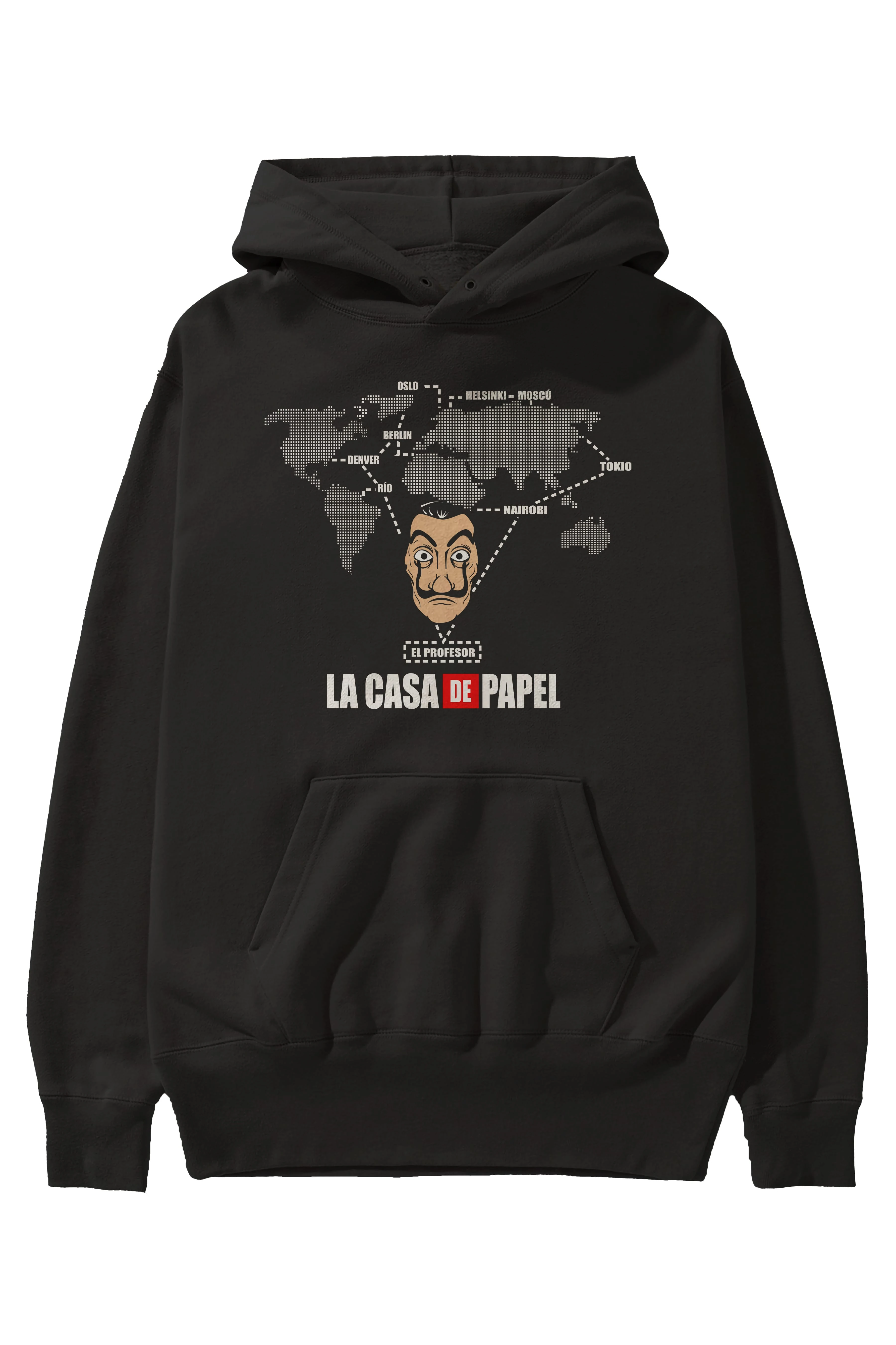 La Casa De Papel Ön Baskılı Hoodie Oversize Kapüşonlu Sweatshirt Erkek Kadın Unisex