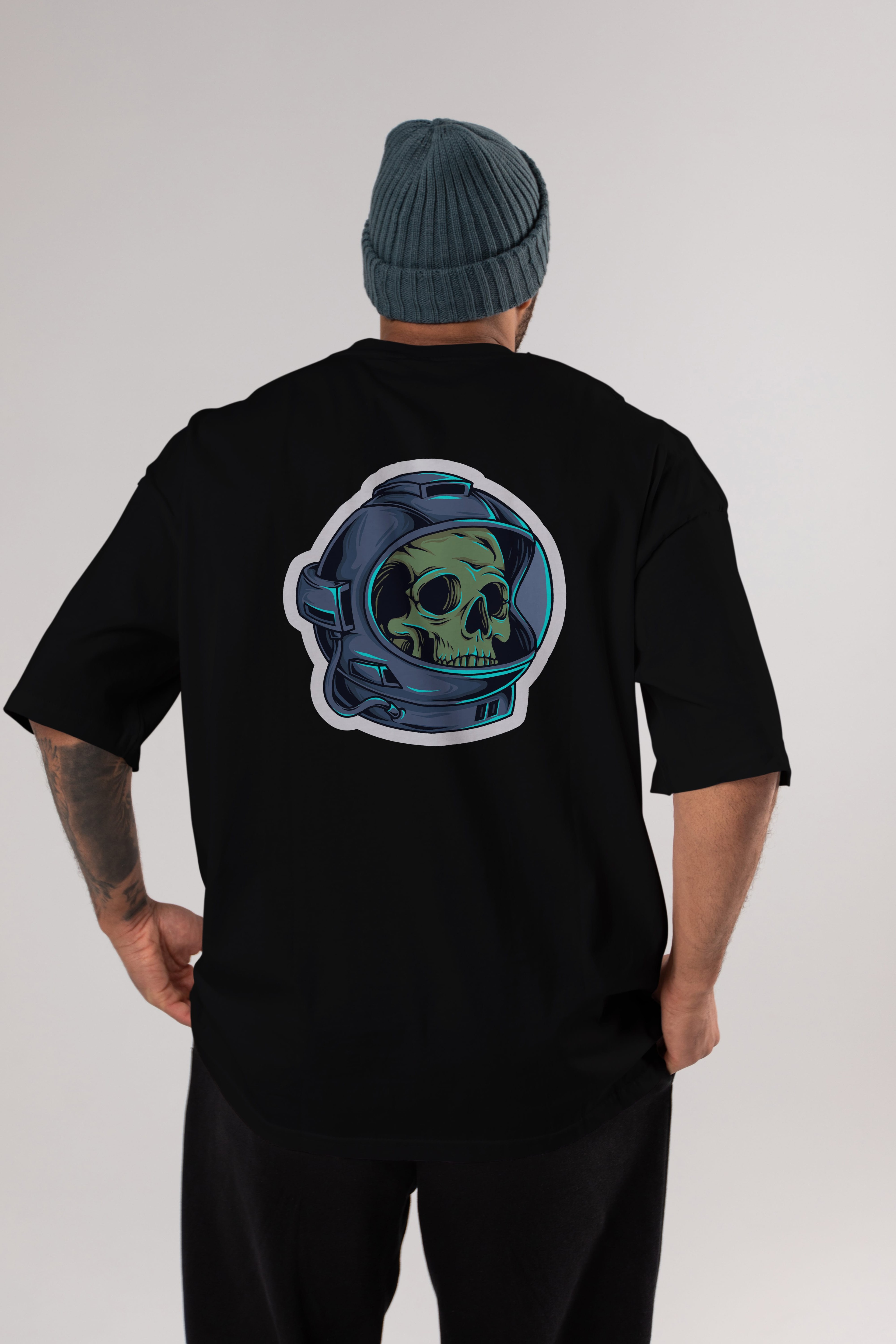 Astroskull Sticker Arka Baskılı Oversize t-shirt Erkek Kadın Unisex