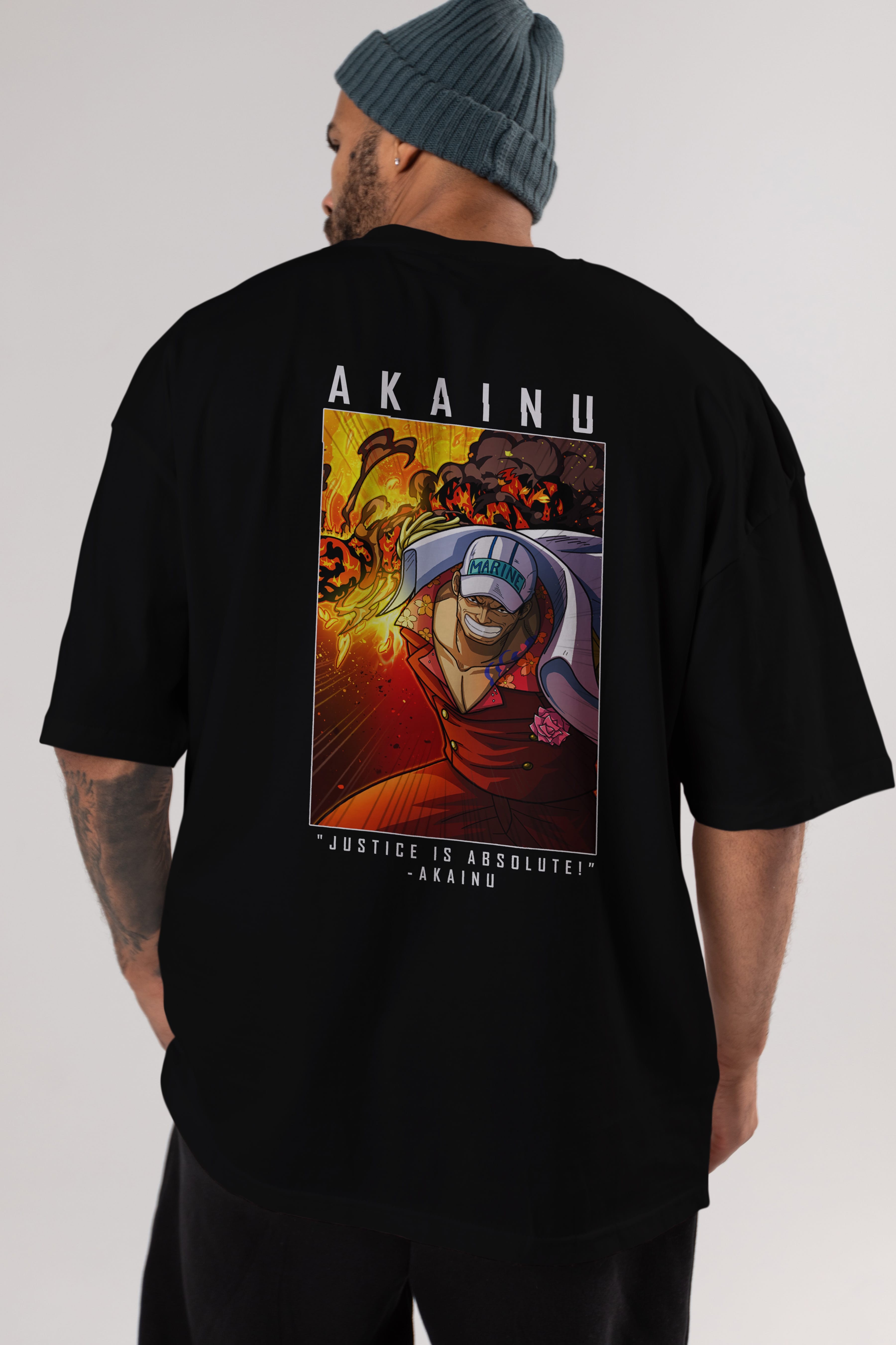 Sakazuki Anime Arka Baskılı Oversize t-shirt Erkek Kadın Unisex %100 pamuk tişort