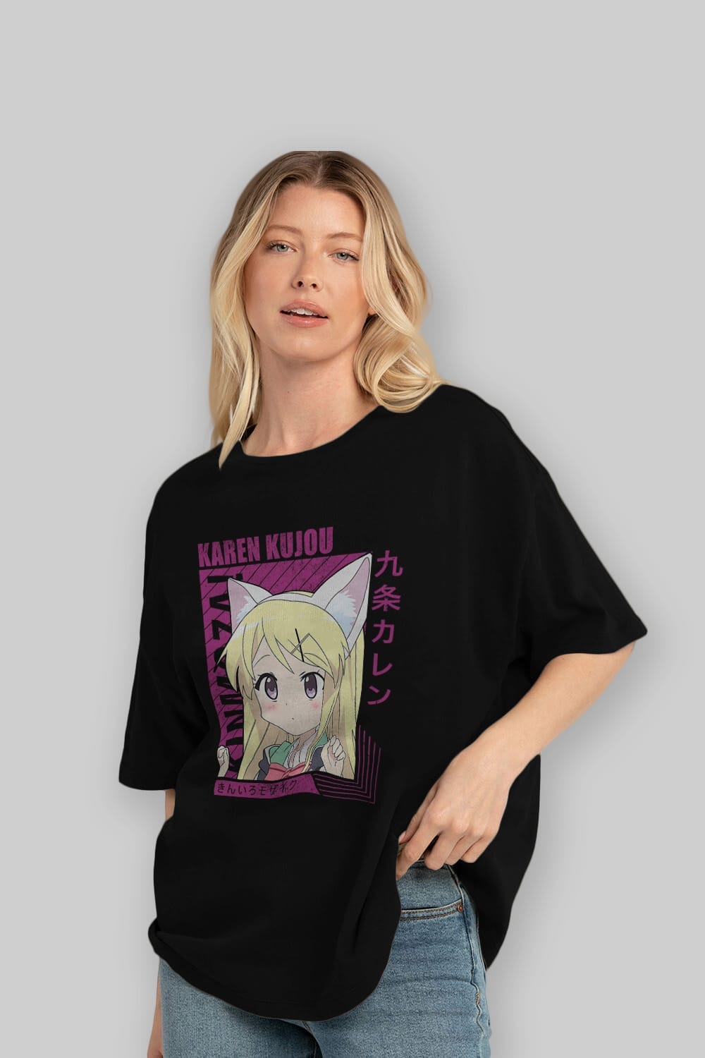 Karen Kujou 4 Anime Ön Baskılı Oversize t-shirt %100 pamuk Erkek Kadın Unisex
