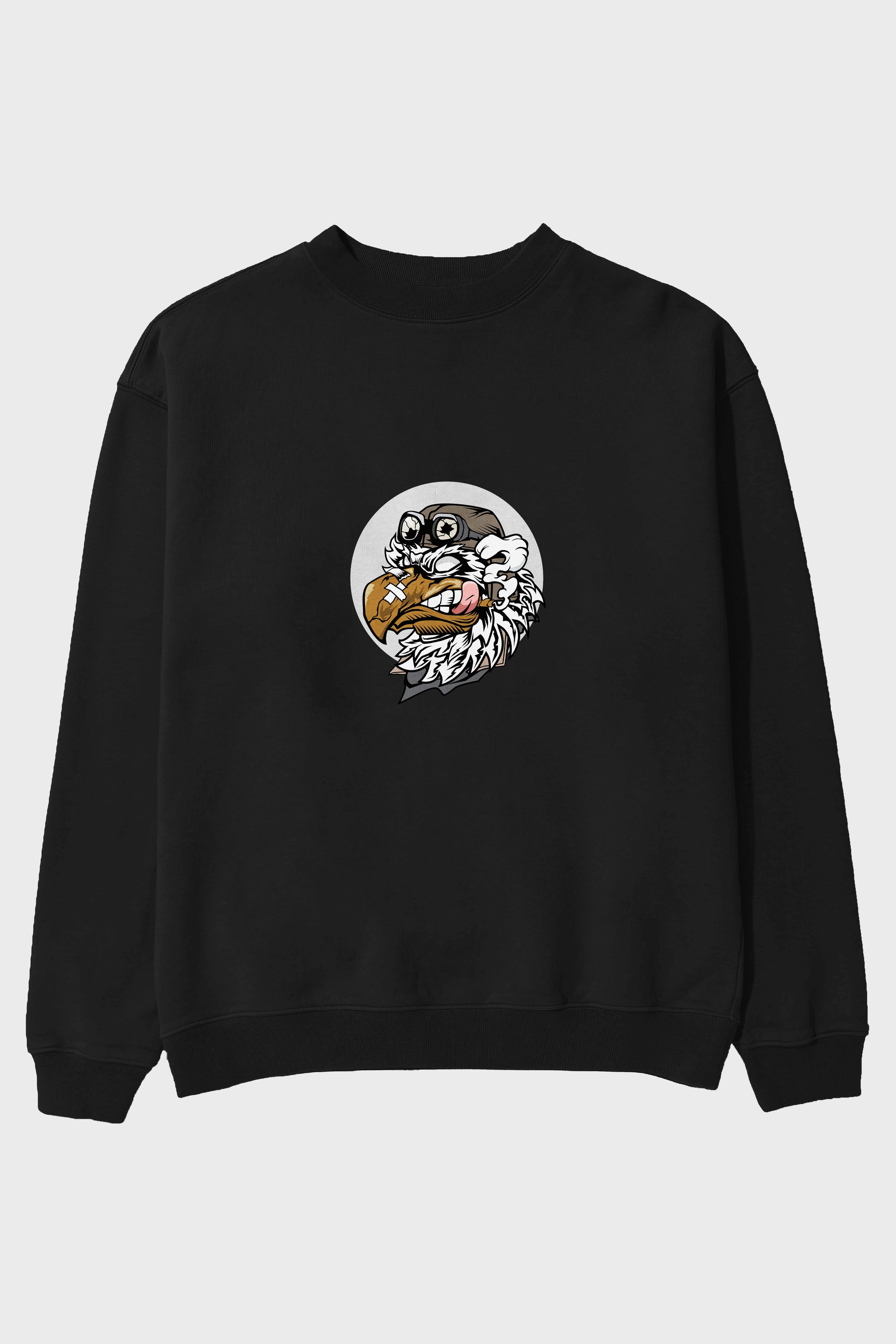 Bird Pilot Ön Baskılı Oversize Sweatshirt Erkek Kadın Unisex