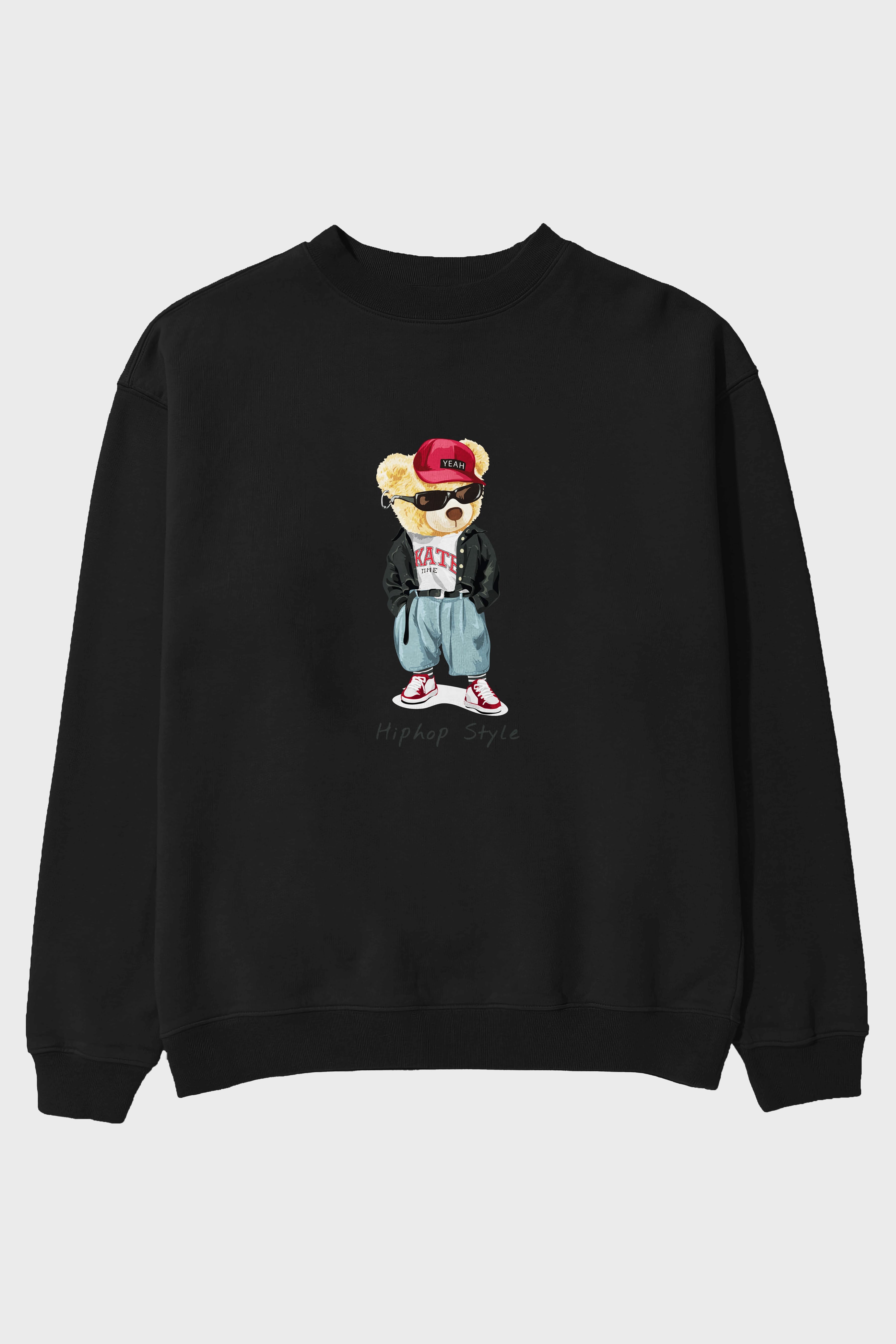 Teddy Bear Hiphop Style Ön Baskılı Oversize Sweatshirt Erkek Kadın Unisex