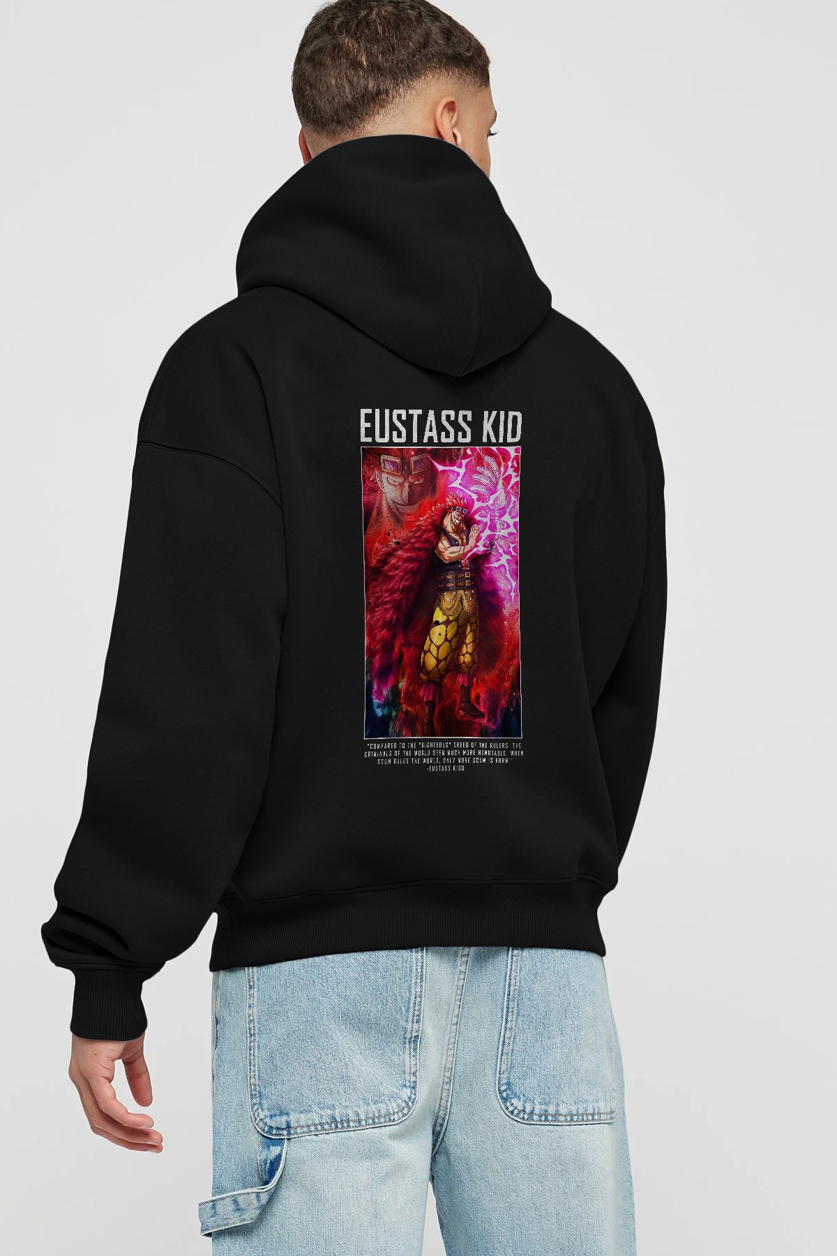 Eustass Kid Anime Arka Baskılı Hoodie Oversize Kapüşonlu Sweatshirt Erkek Kadın Unisex