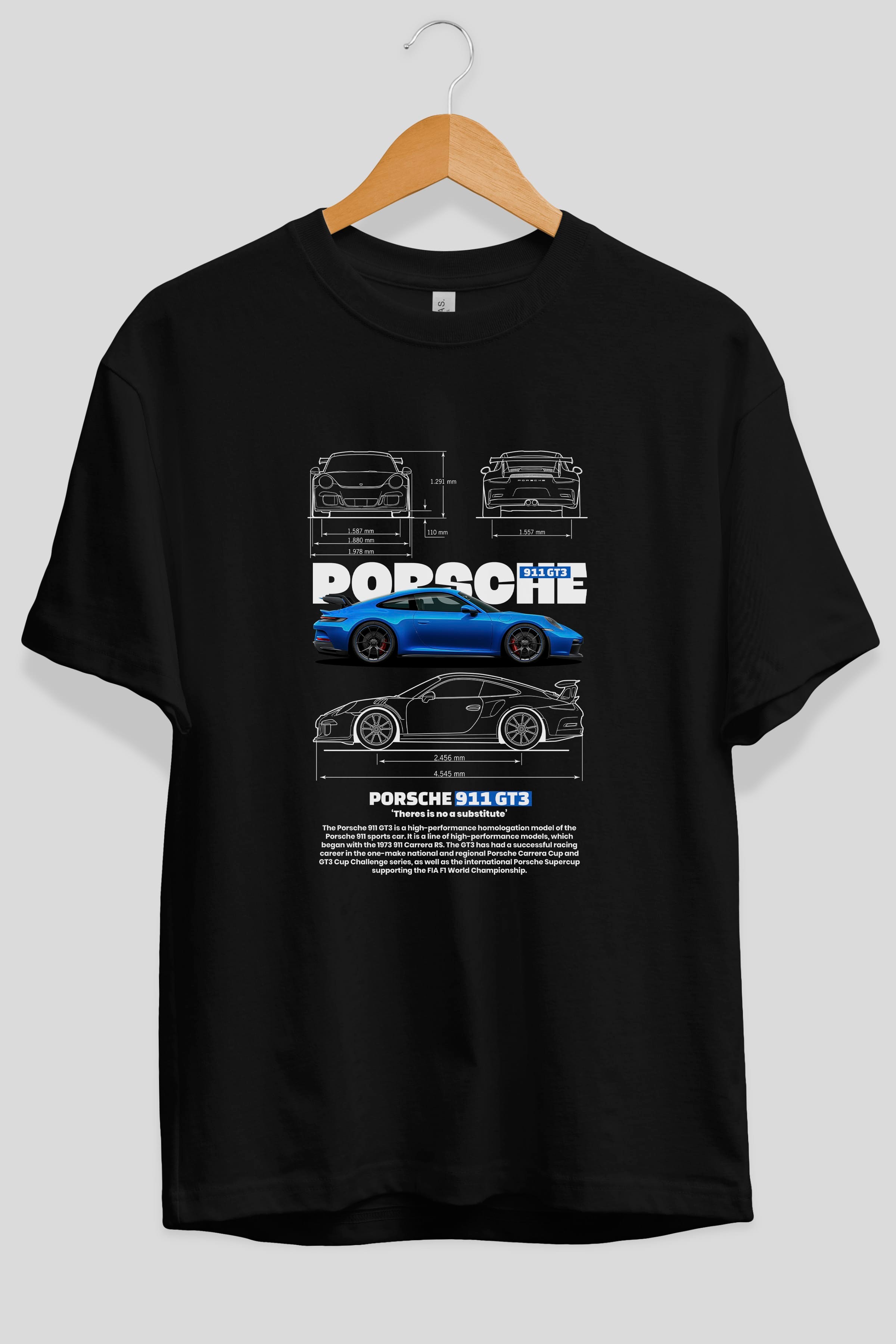 PORSCHE 911 GT3 Ön Baskılı Oversize t-shirt Erkek Kadın Unisex %100 Pamuk Bisiklet Yaka tişort