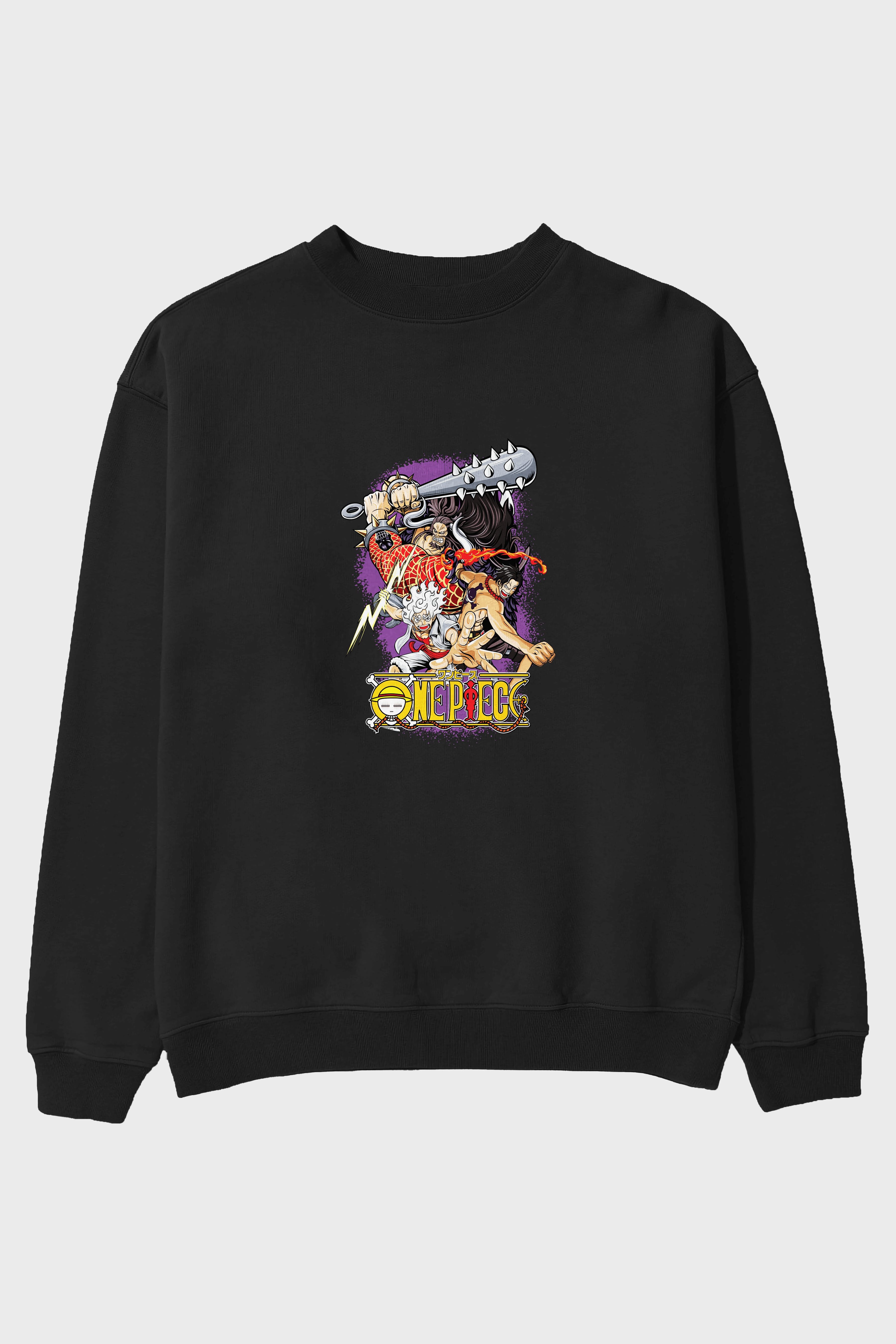 ONE PIECE (6) Anime Ön Baskılı Oversize Sweatshirt Erkek Kadın Unisex
