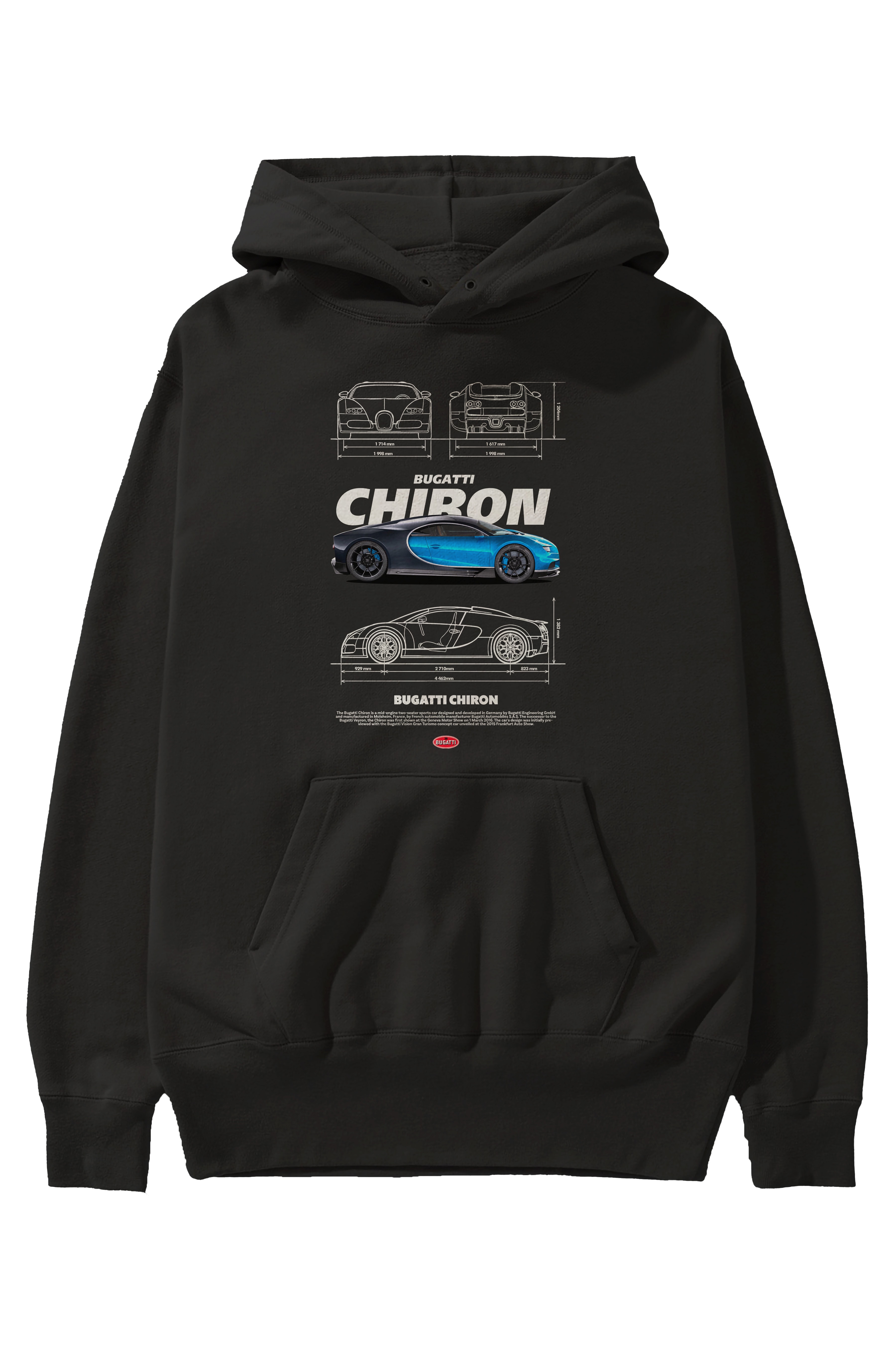 Bugatti Chiron 2 Ön Baskılı Hoodie Oversize Kapüşonlu Sweatshirt Erkek Kadın Unisex