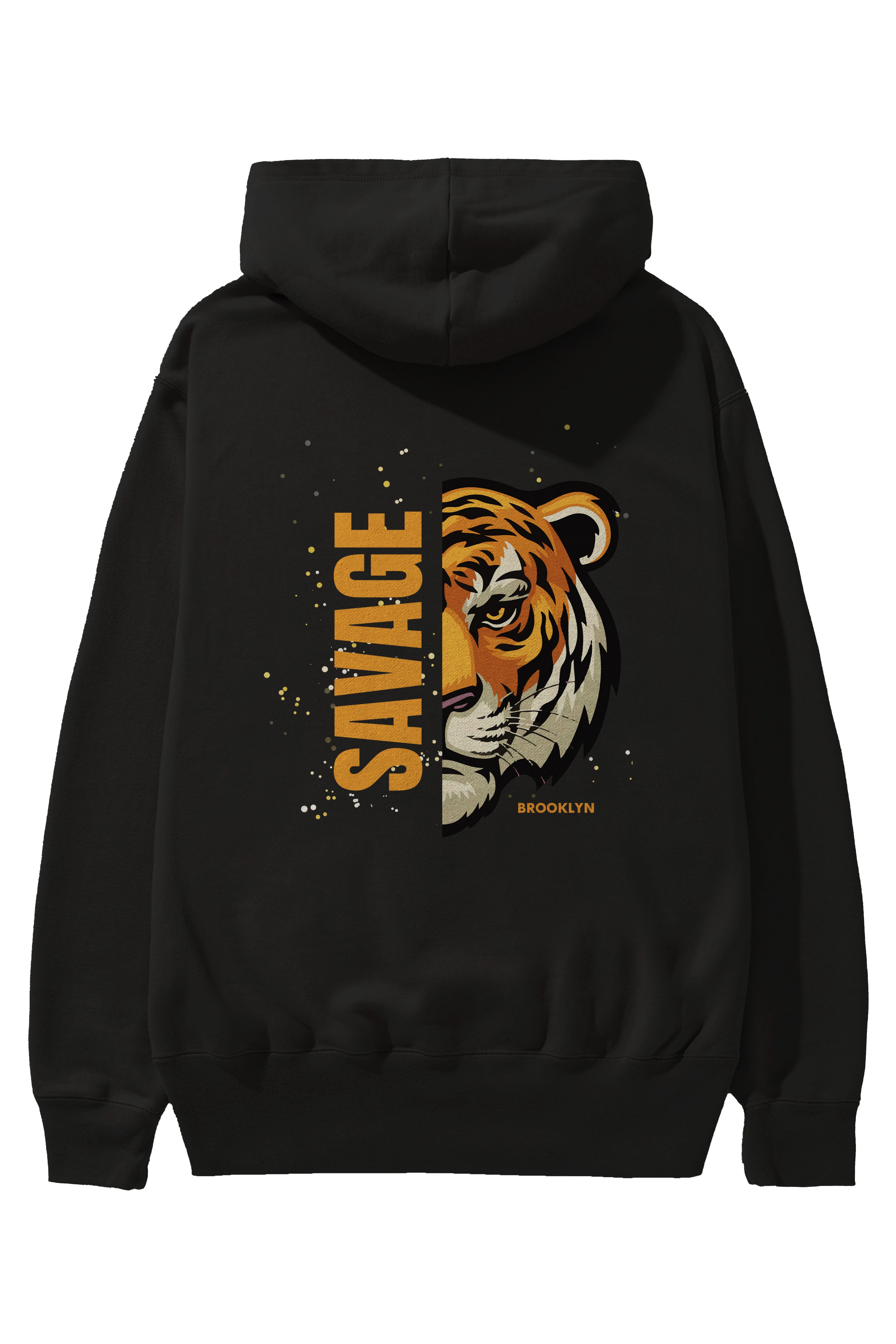 Savage Brooklyn Yazılı Arka Baskılı Oversize Hoodie Kapüşonlu Sweatshirt Erkek Kadın Unisex