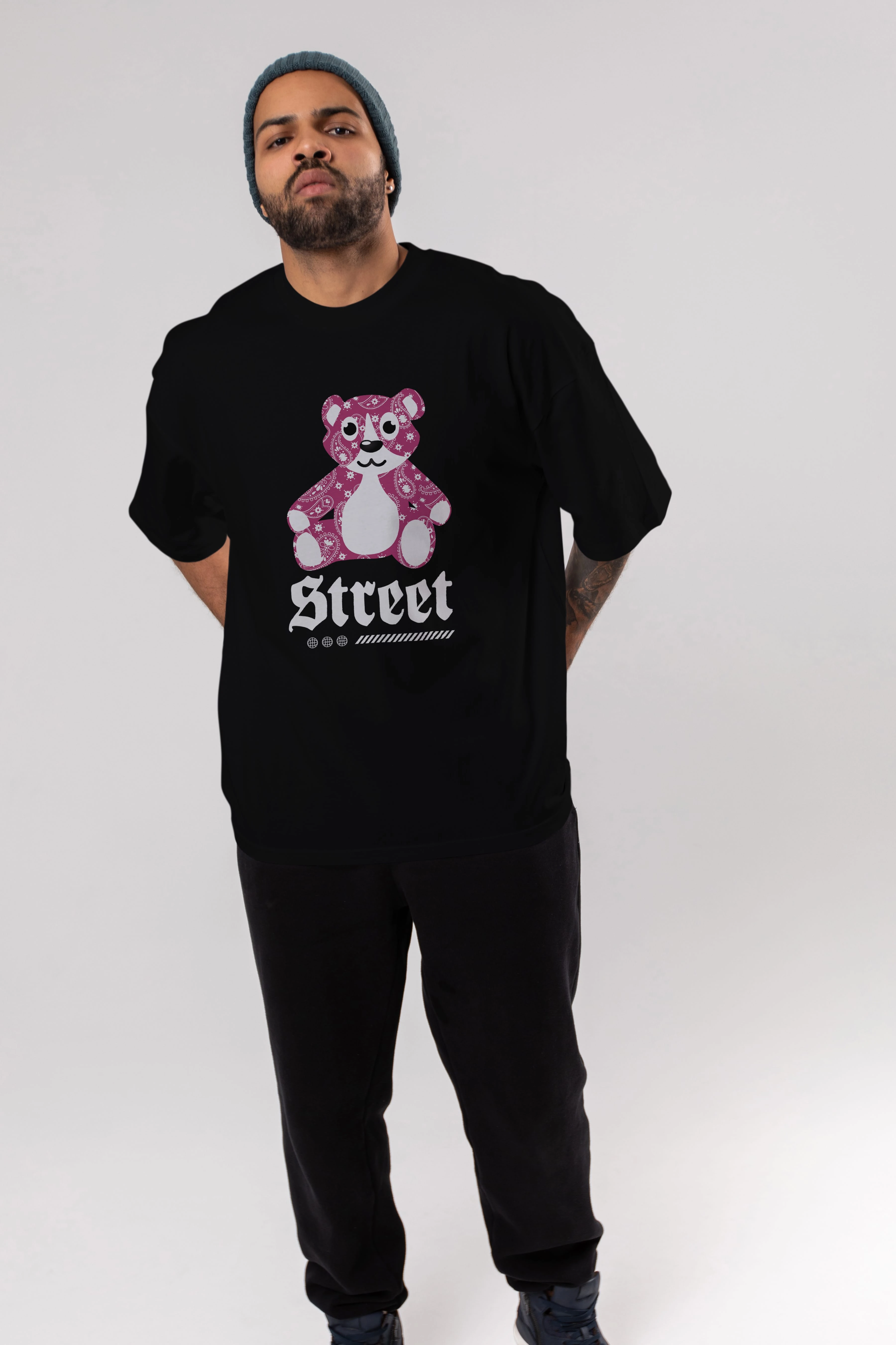 Street Bear Ön Baskılı Oversize t-shirt Erkek Kadın Unisex