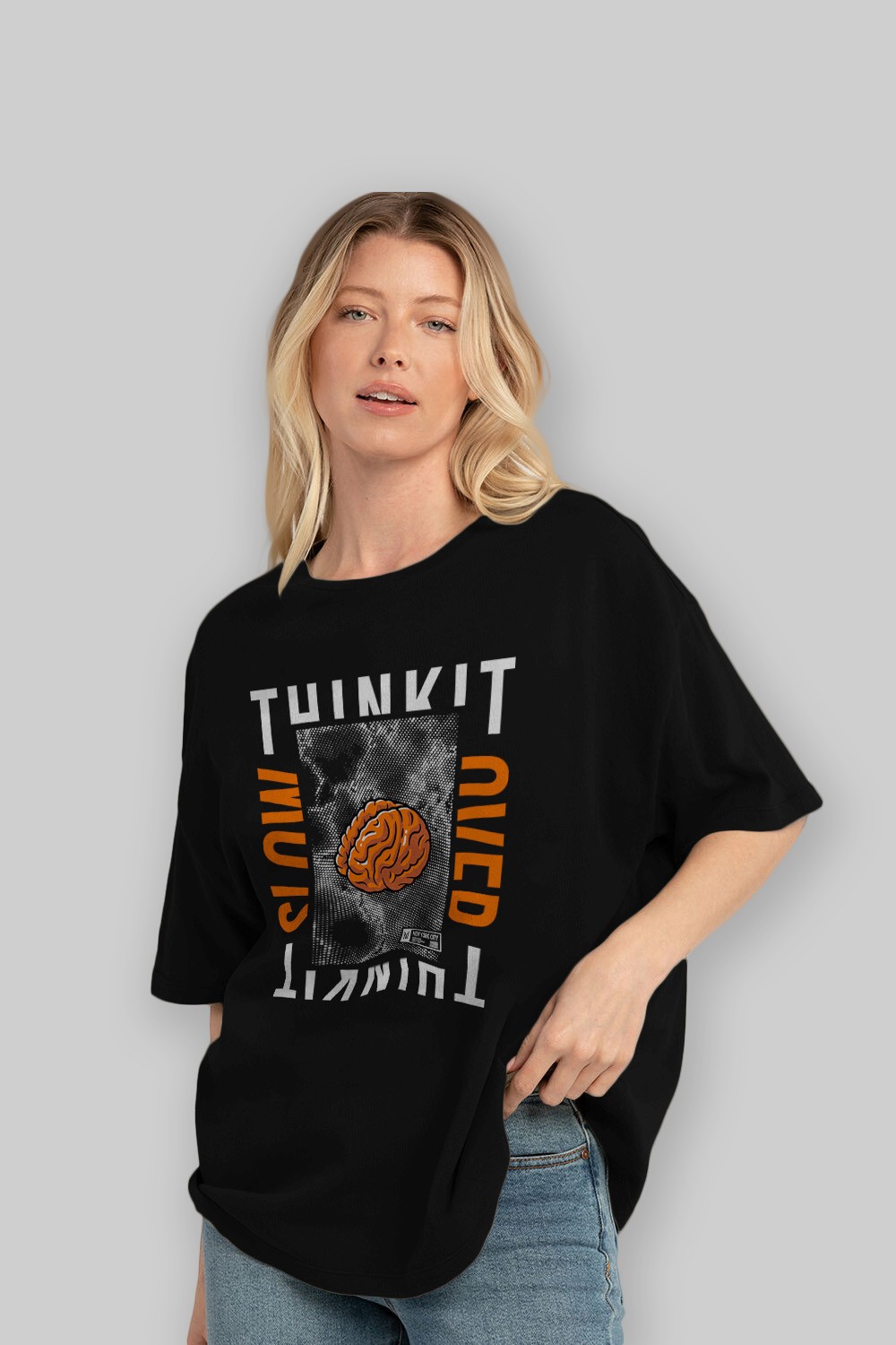 Think it Ön Baskılı Oversize t-shirt Erkek Kadın Unisex