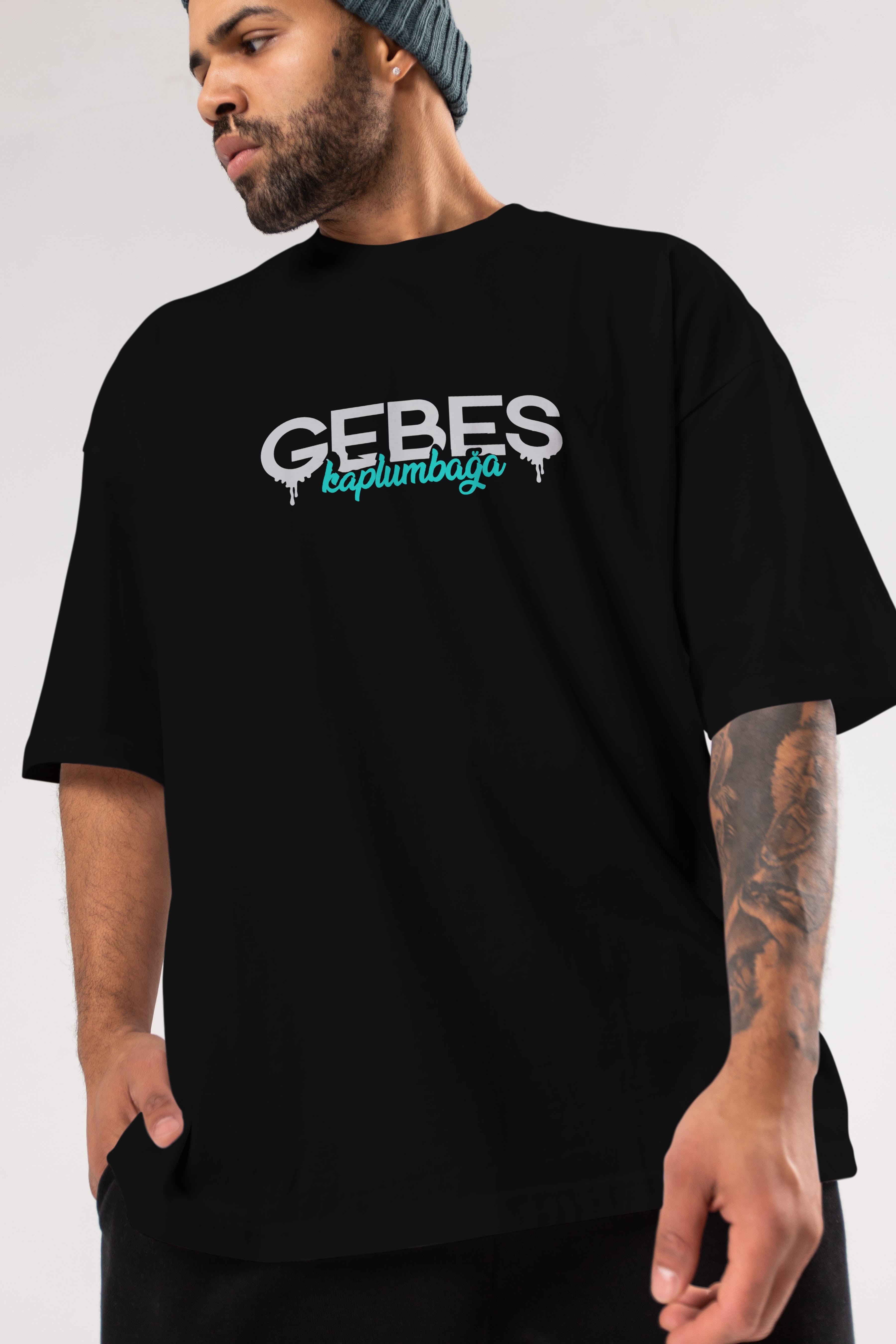 Gebeş Kaplumbağa Ön Baskılı Oversize t-shirt %100 pamuk Erkek Kadın Unisex