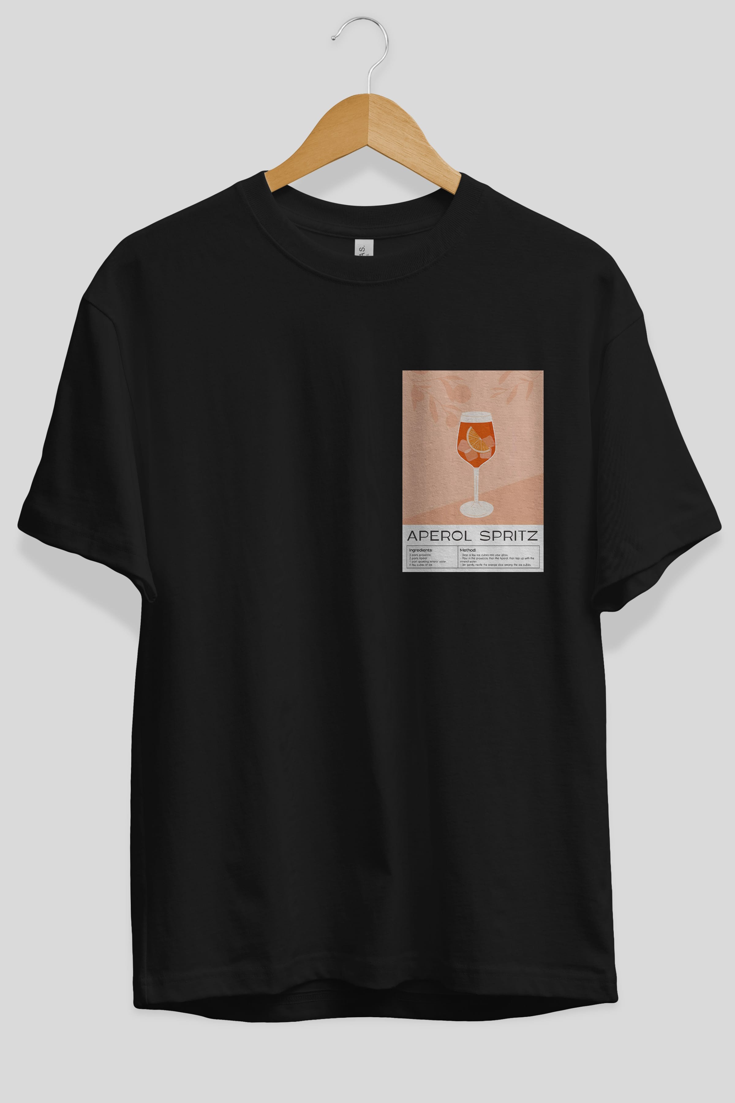 Aperol Spritz 7 Ön Sol Baskılı Oversize t-shirt Erkek Kadın Unisex %100 Pamuk Bisiklet Yaka tişort