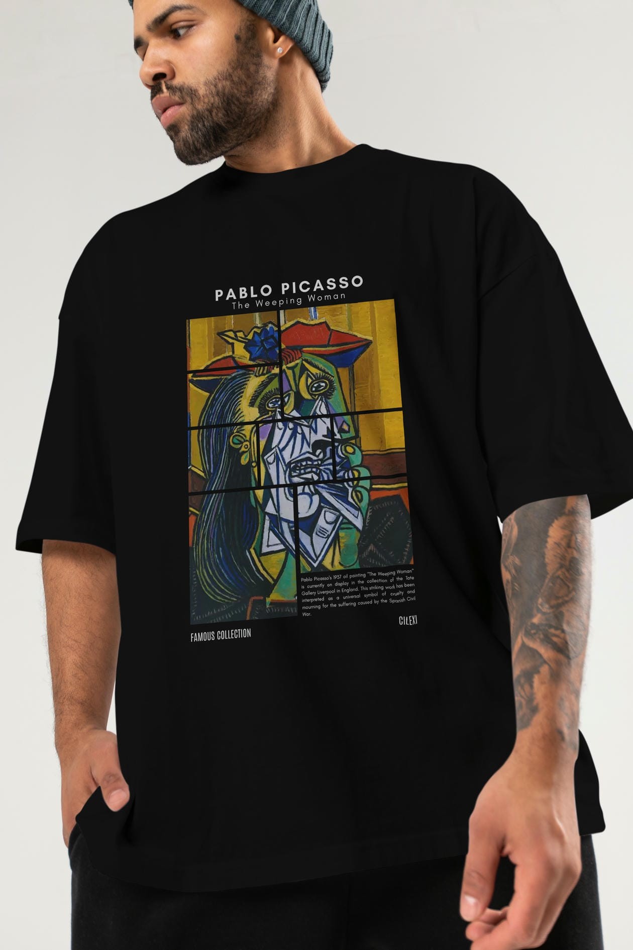 Pablo Picasso ön Baskılı Oversize t-shirt Erkek Kadın Bisiklet Yaka Pamuk tişort