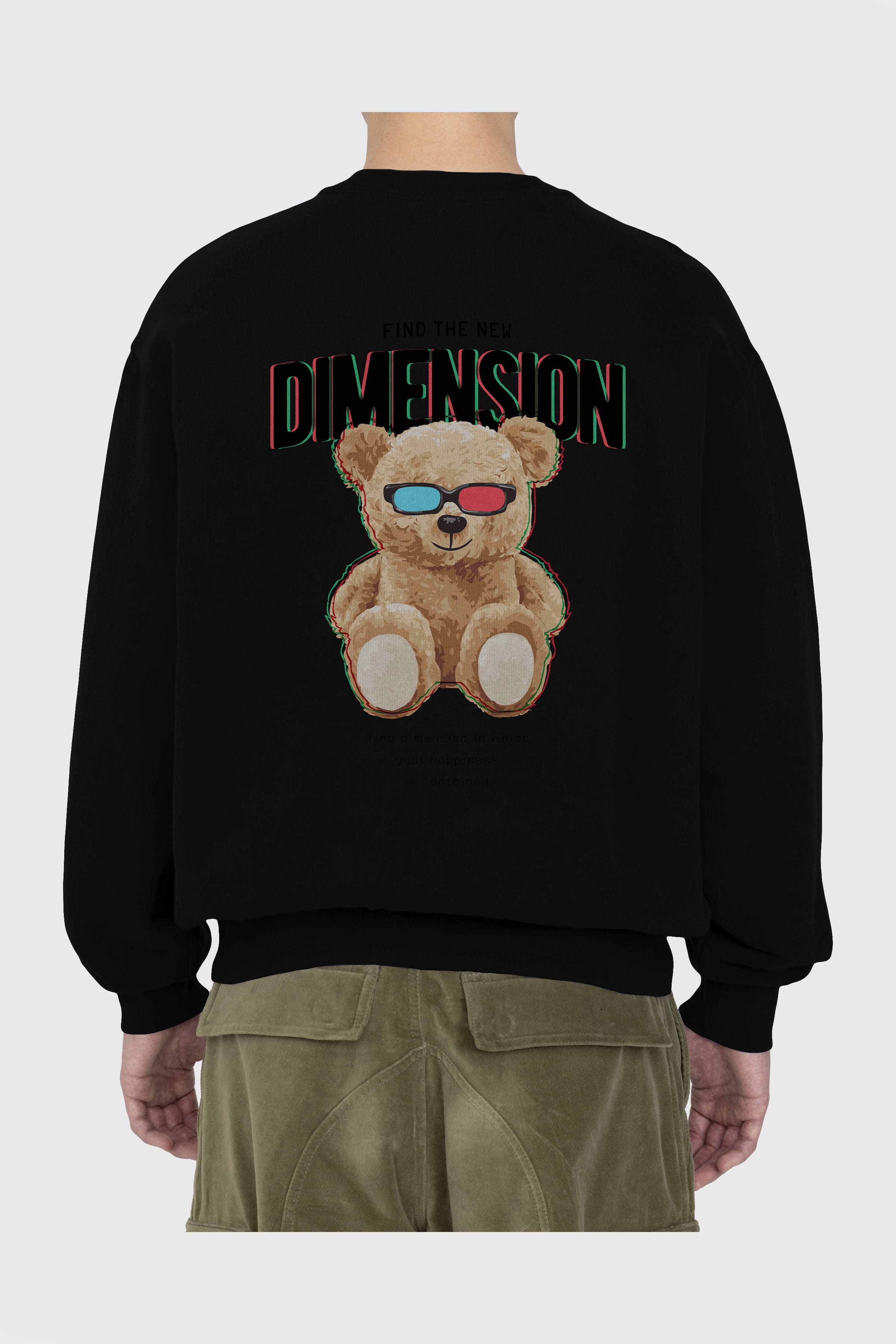 Teddy Bear Dimension Arka Baskılı Oversize Sweatshirt Erkek Kadın Unisex