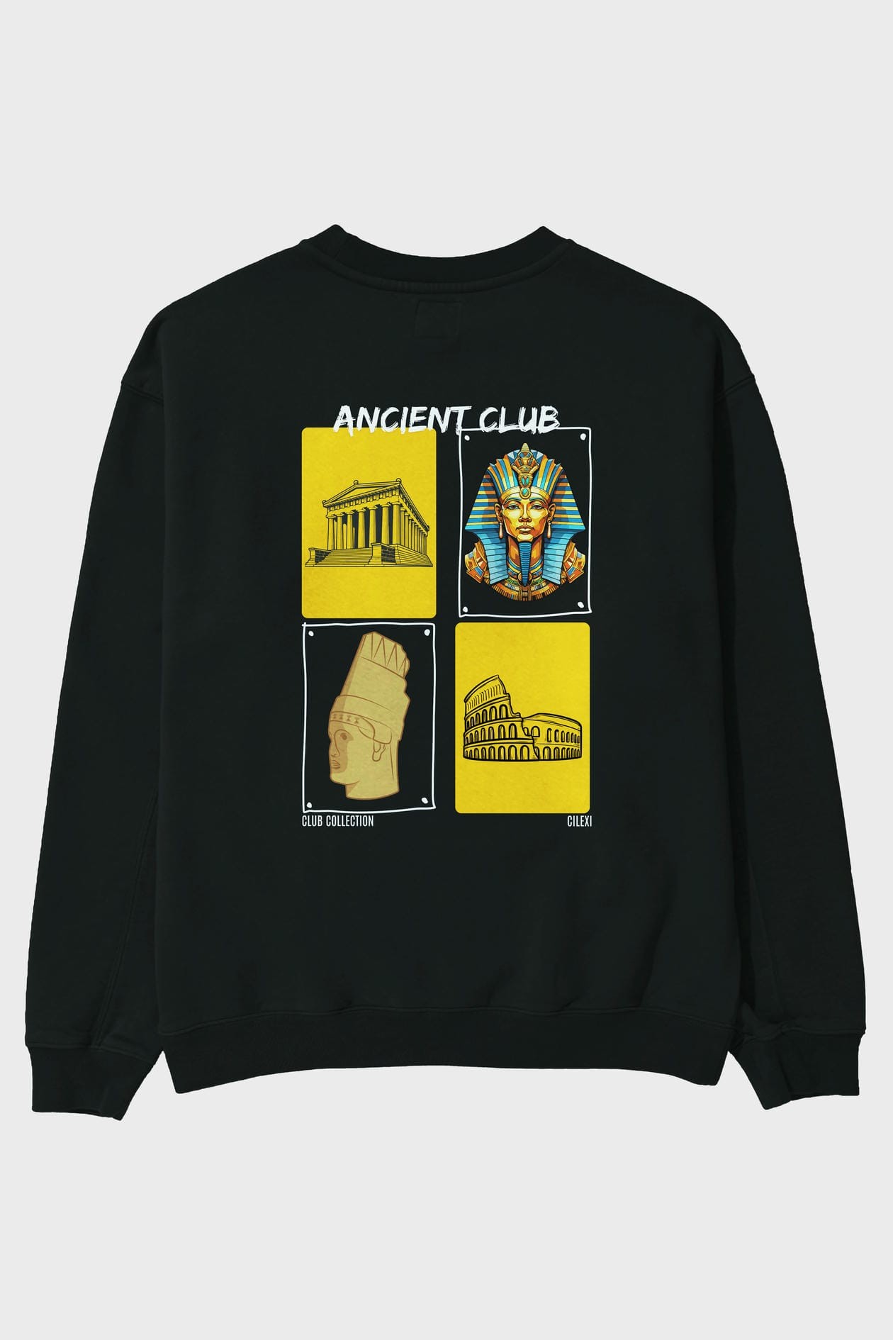 Ancient Club Arka Baskılı Oversize Sweatshirt Erkek Kadın Unisex