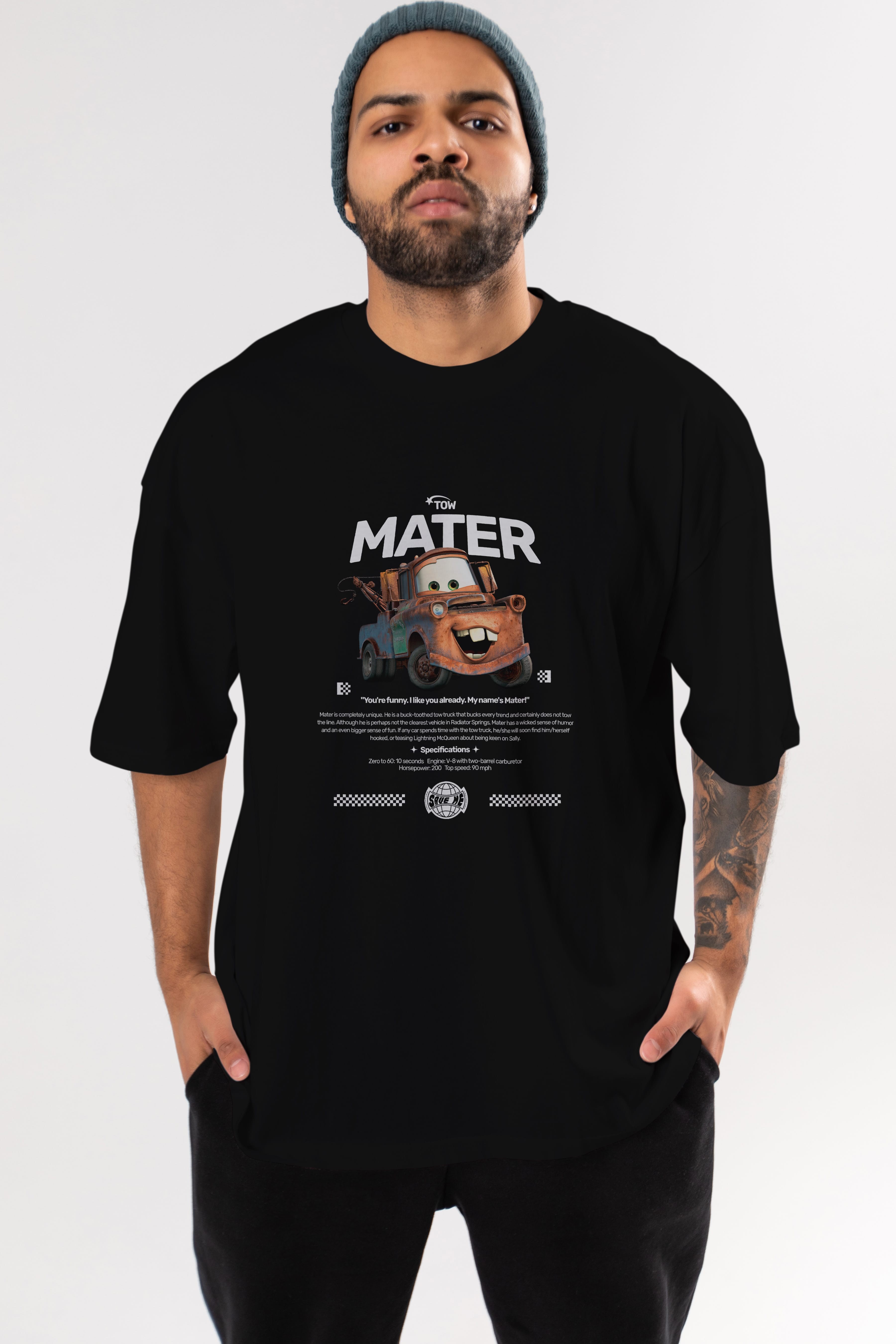 tow mater Ön Baskılı Oversize t-shirt Erkek Kadın Unisex %100 Pamuk Bisiklet Yaka tişort