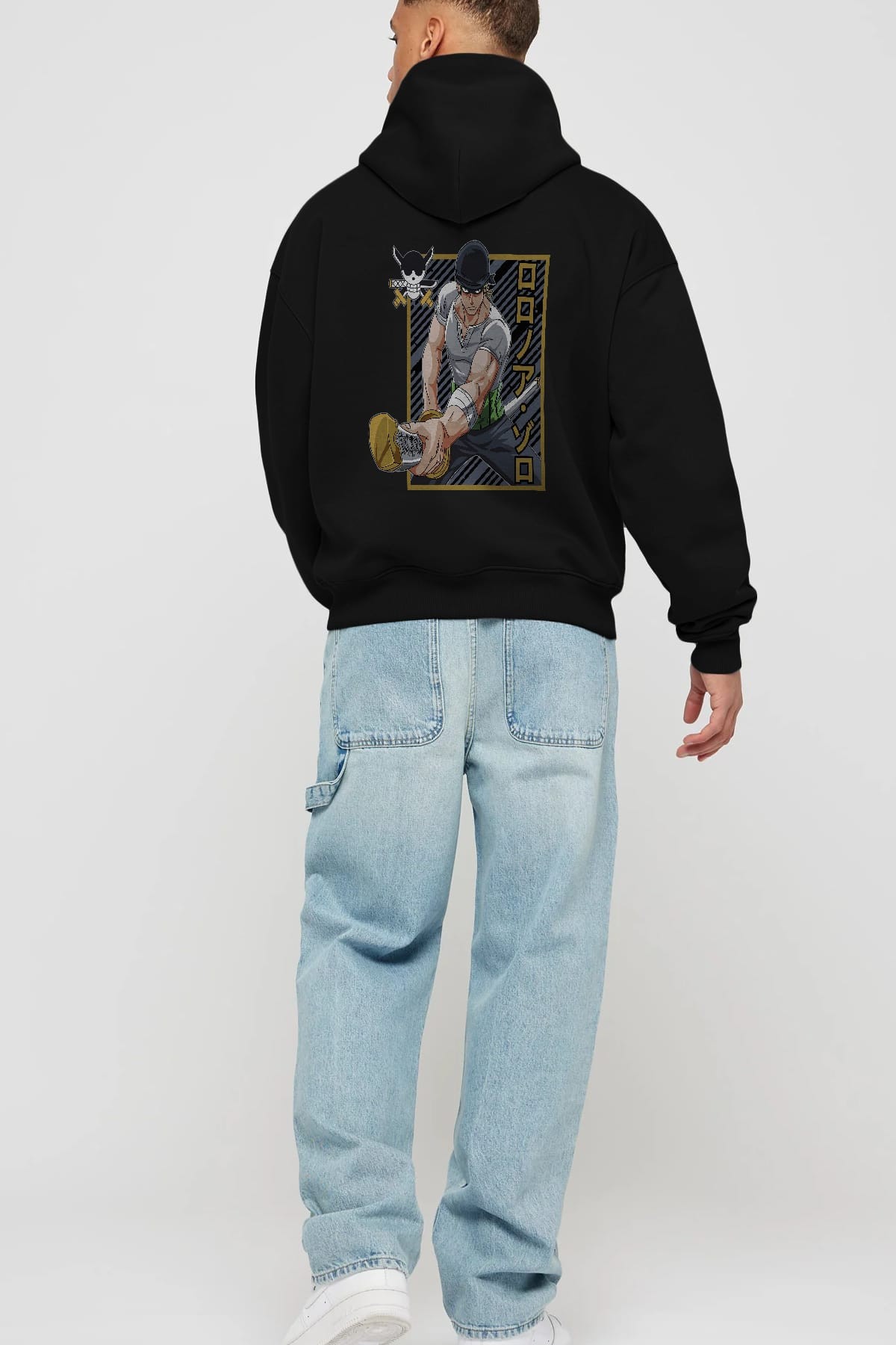 RORONOA ZORO Anime Arka Baskılı Hoodie Oversize Kapüşonlu Sweatshirt Erkek Kadın Unisex