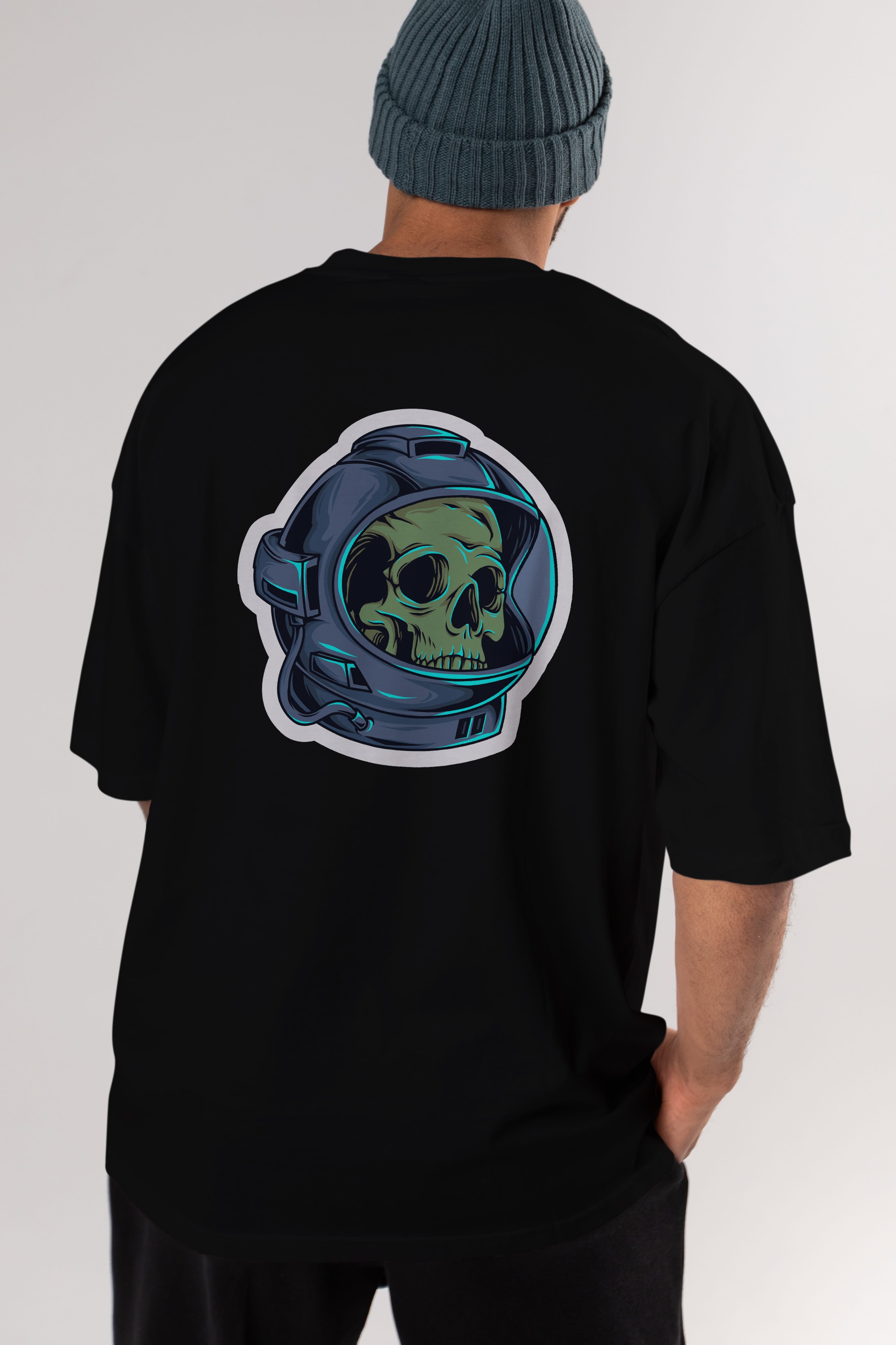 Astroskull Sticker Arka Baskılı Oversize t-shirt Erkek Kadın Unisex