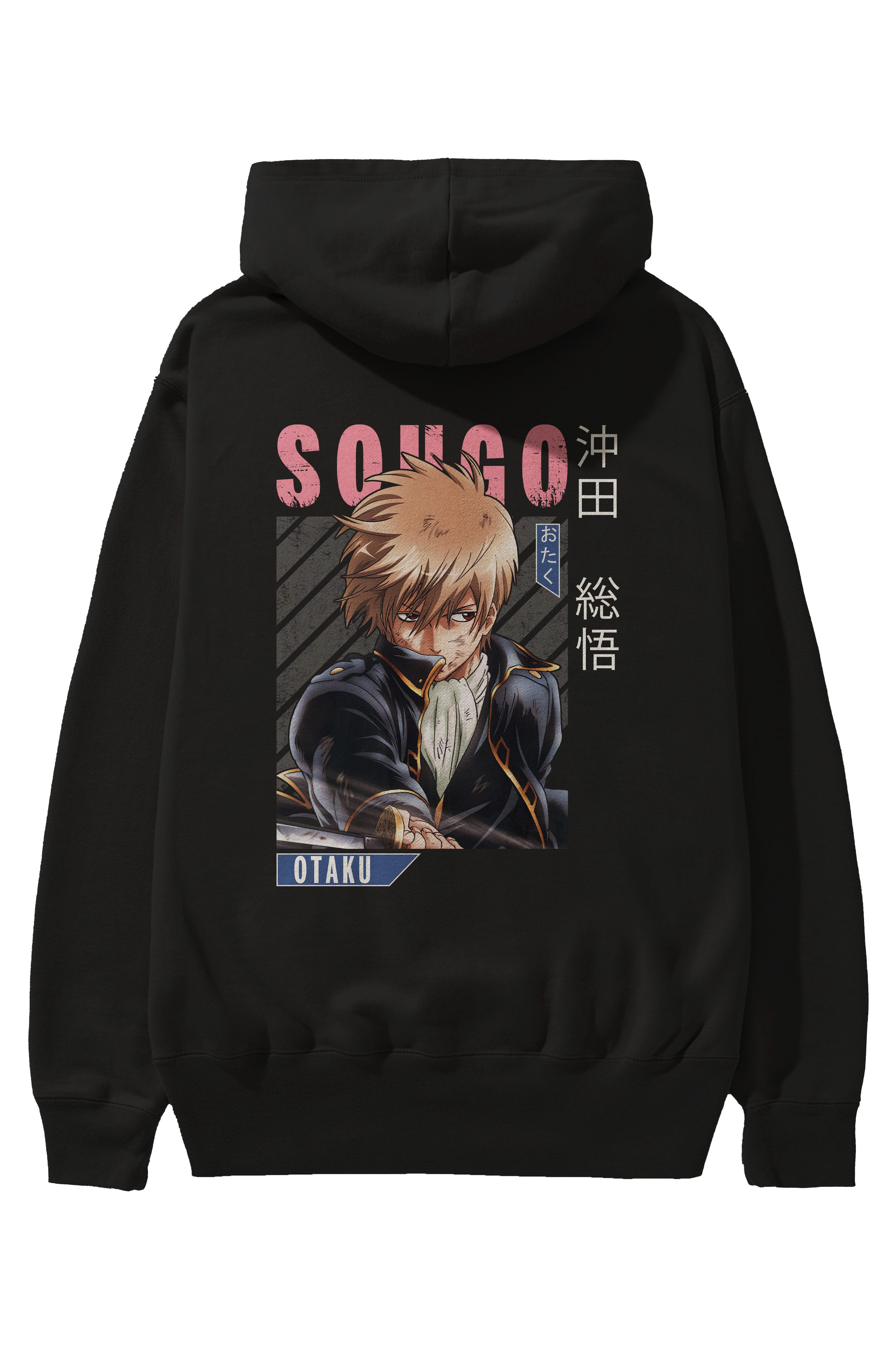 Sougo Okita GINTAMA Anime Arka Baskılı Hoodie Oversize Kapüşonlu Sweatshirt Erkek Kadın Unisex