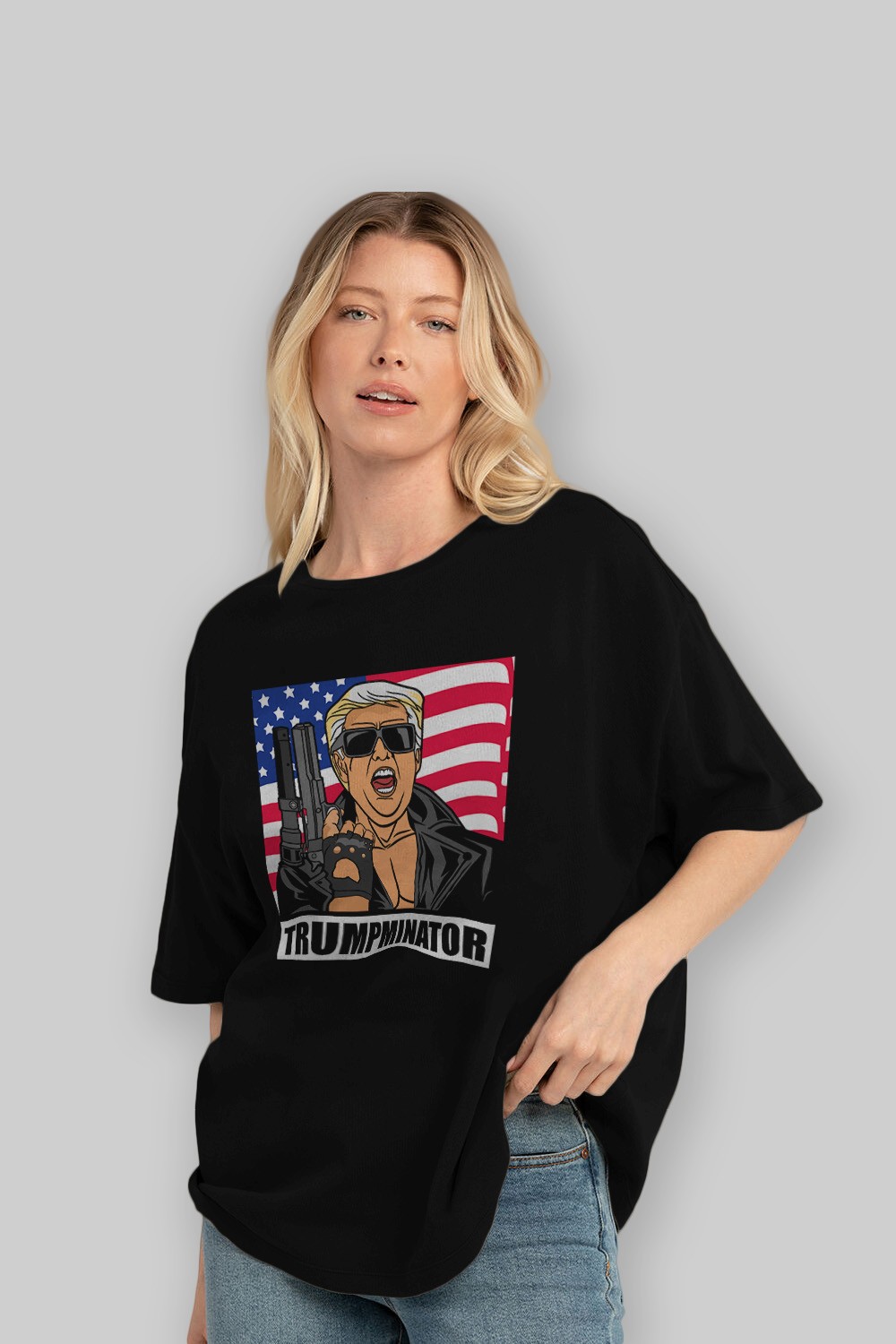 Trumpminator Ön Baskılı Oversize t-shirt Erkek Kadın Unisex %100 Pamuk tişort