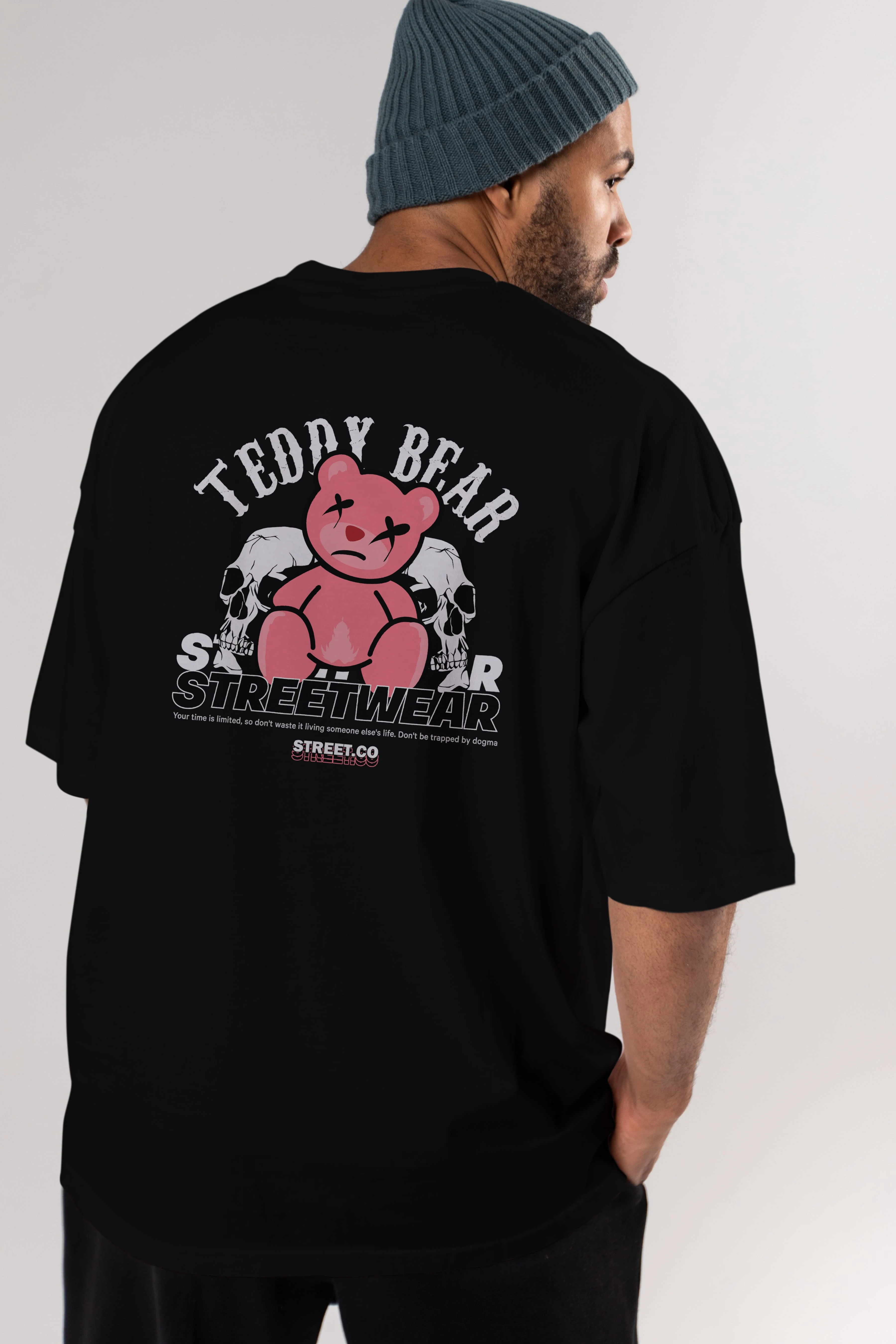Teddy Bear Streetwear 2 Arka Baskılı Oversize t-shirt Erkek Kadın Unisex