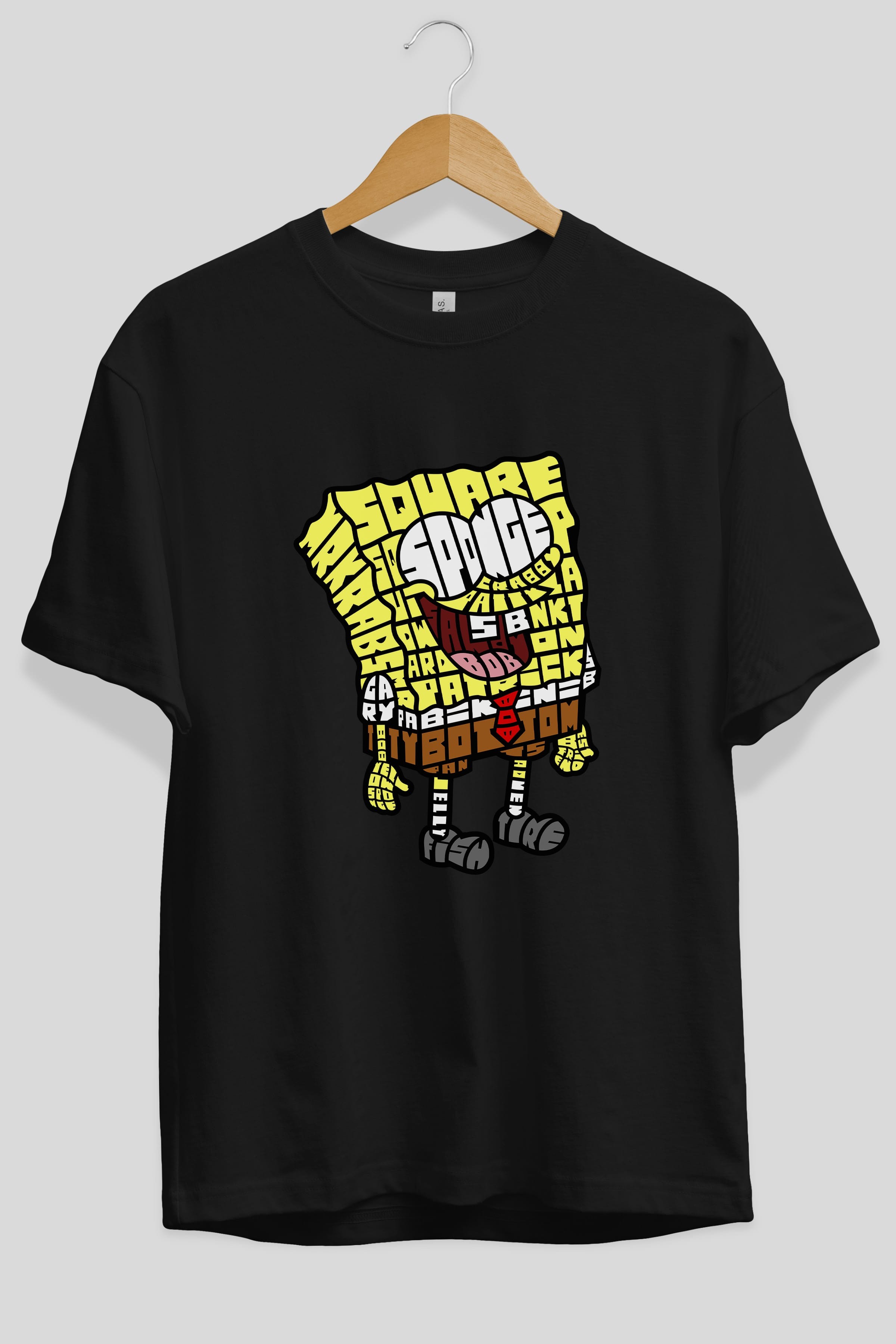 Yellow Sponge Ön Baskılı Oversize t-shirt %100 pamuk Erkek Kadın Unisex