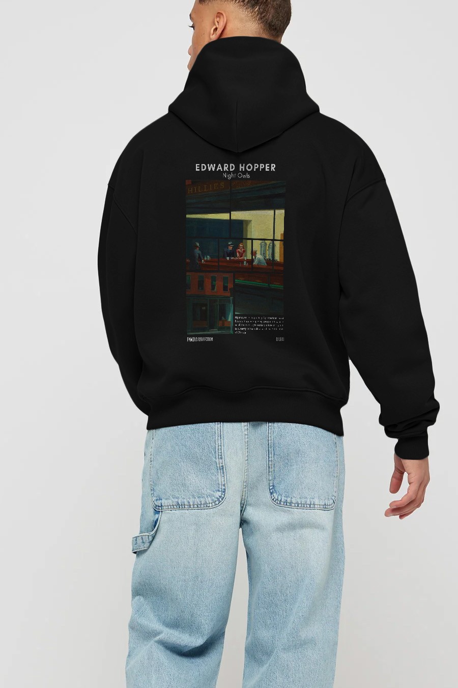 Edward Hopper Night Owls Arka Baskılı Hoodie Oversize Kapüşonlu Sweatshirt Erkek Kadın