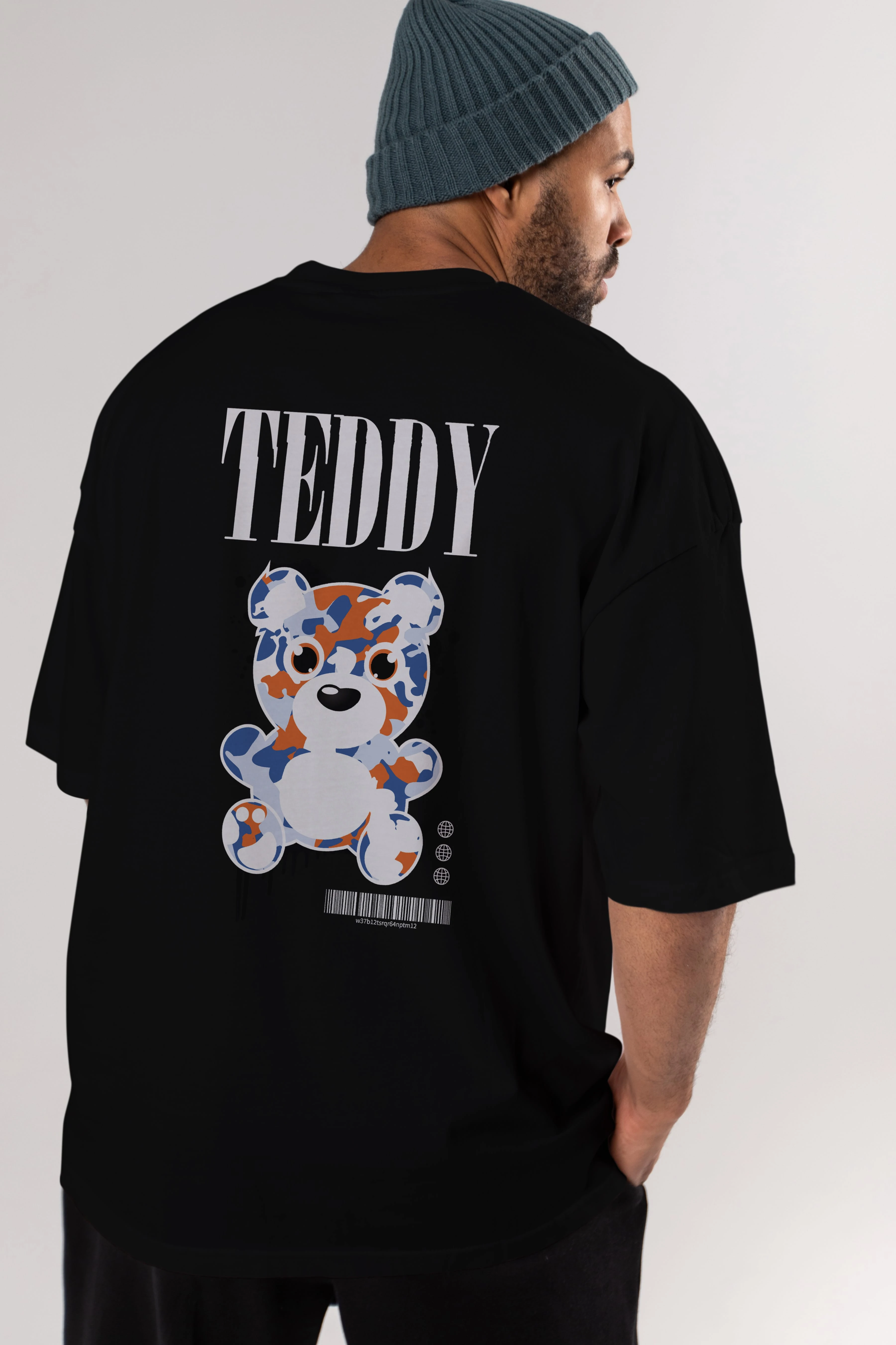 Teddy Bear Streetwear Arka Baskılı Oversize t-shirt Erkek Kadın Unisex