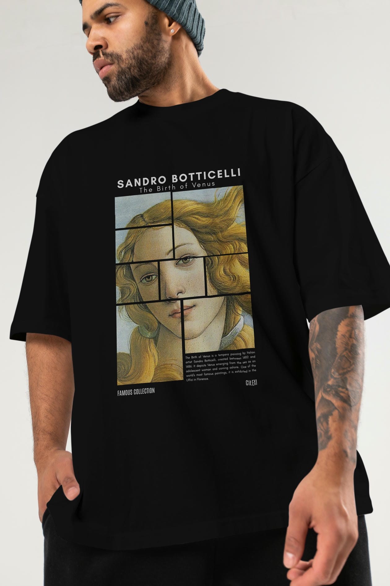 Sandro Botticelli ön Baskılı Oversize t-shirt Erkek Kadın Bisiklet Yaka Pamuk tişort