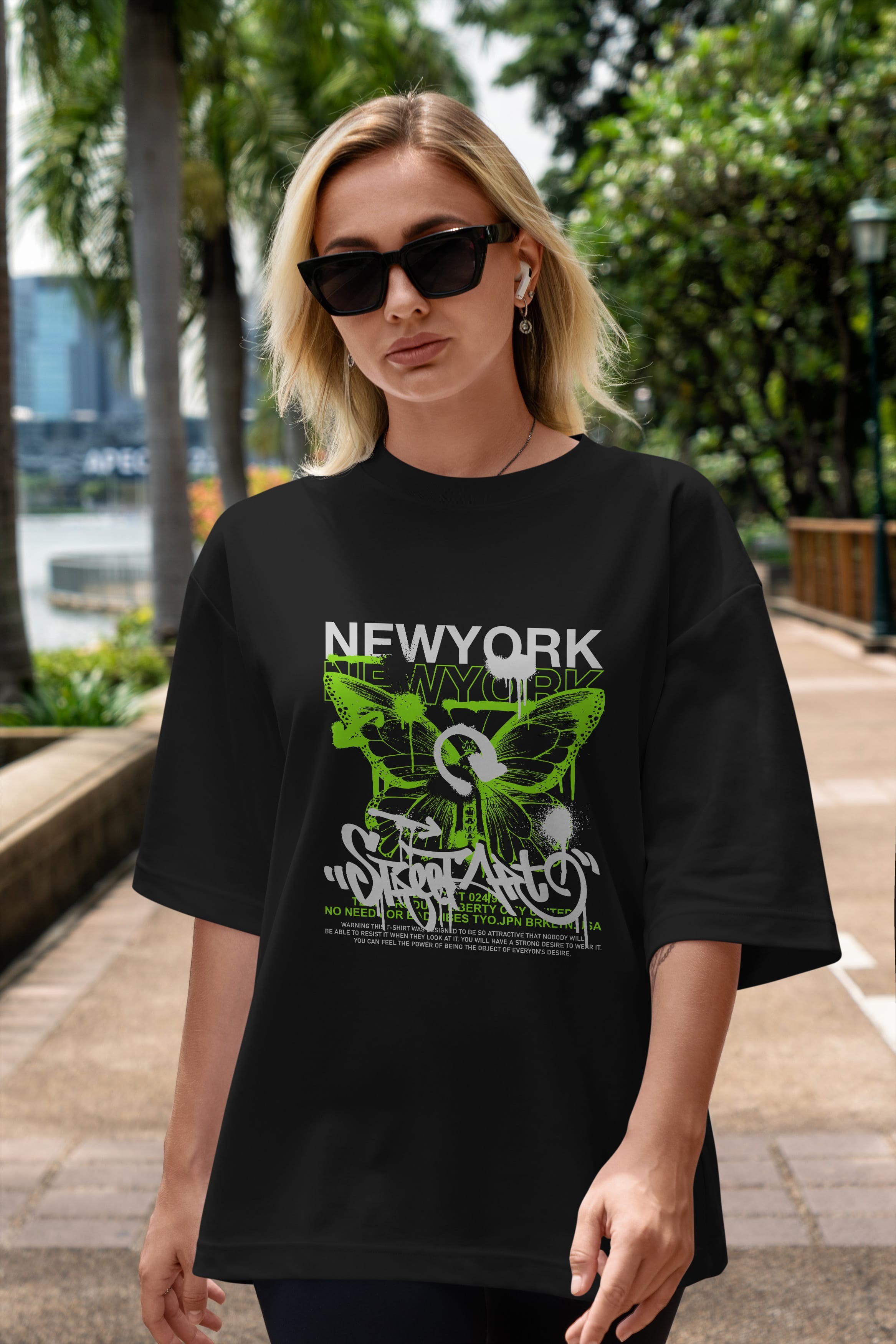 New York Street Style Ön Baskılı Oversize t-shirt Erkek Kadın Unisex