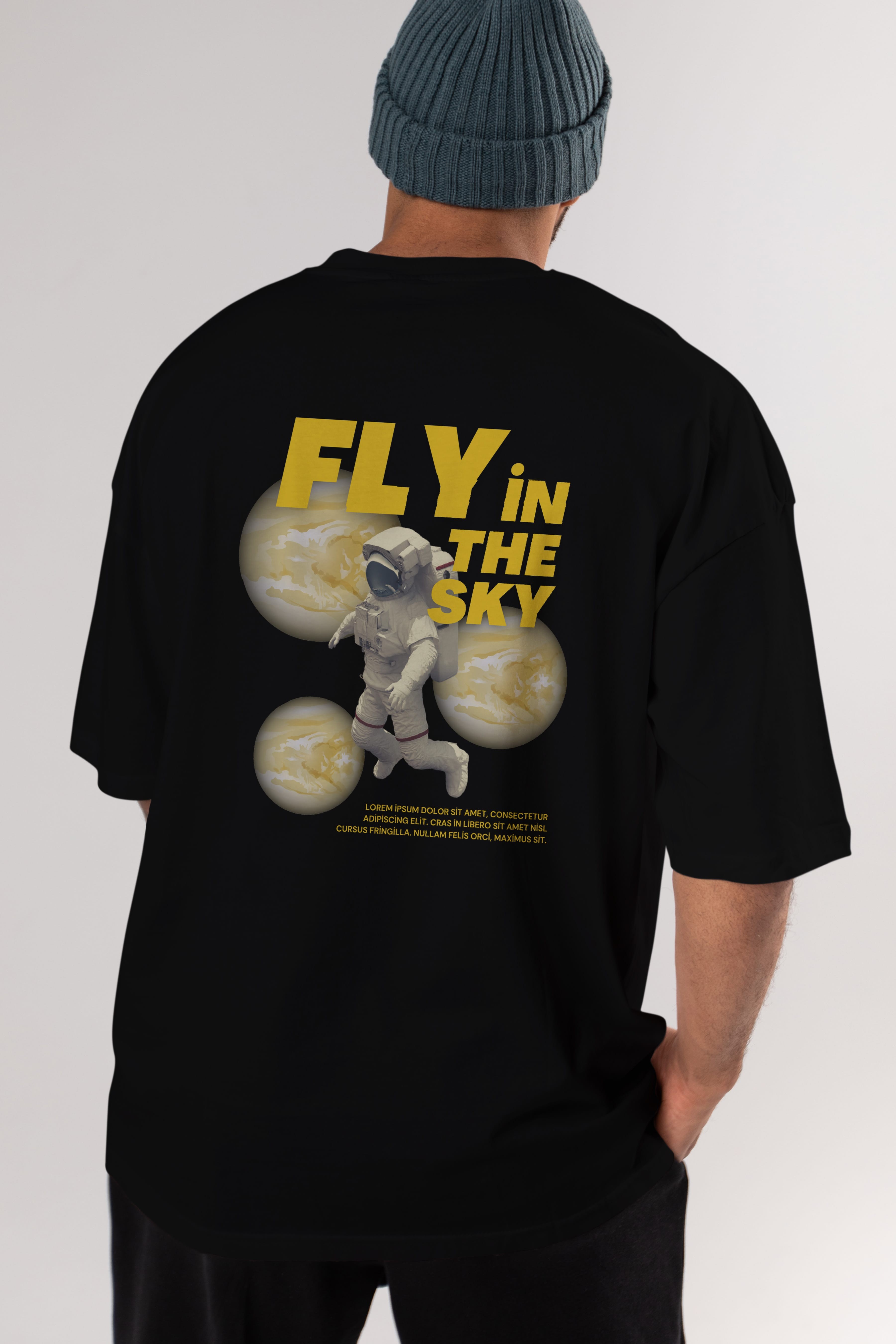 Fly in The Sky Arka Baskılı Oversize t-shirt Erkek Kadın Unisex