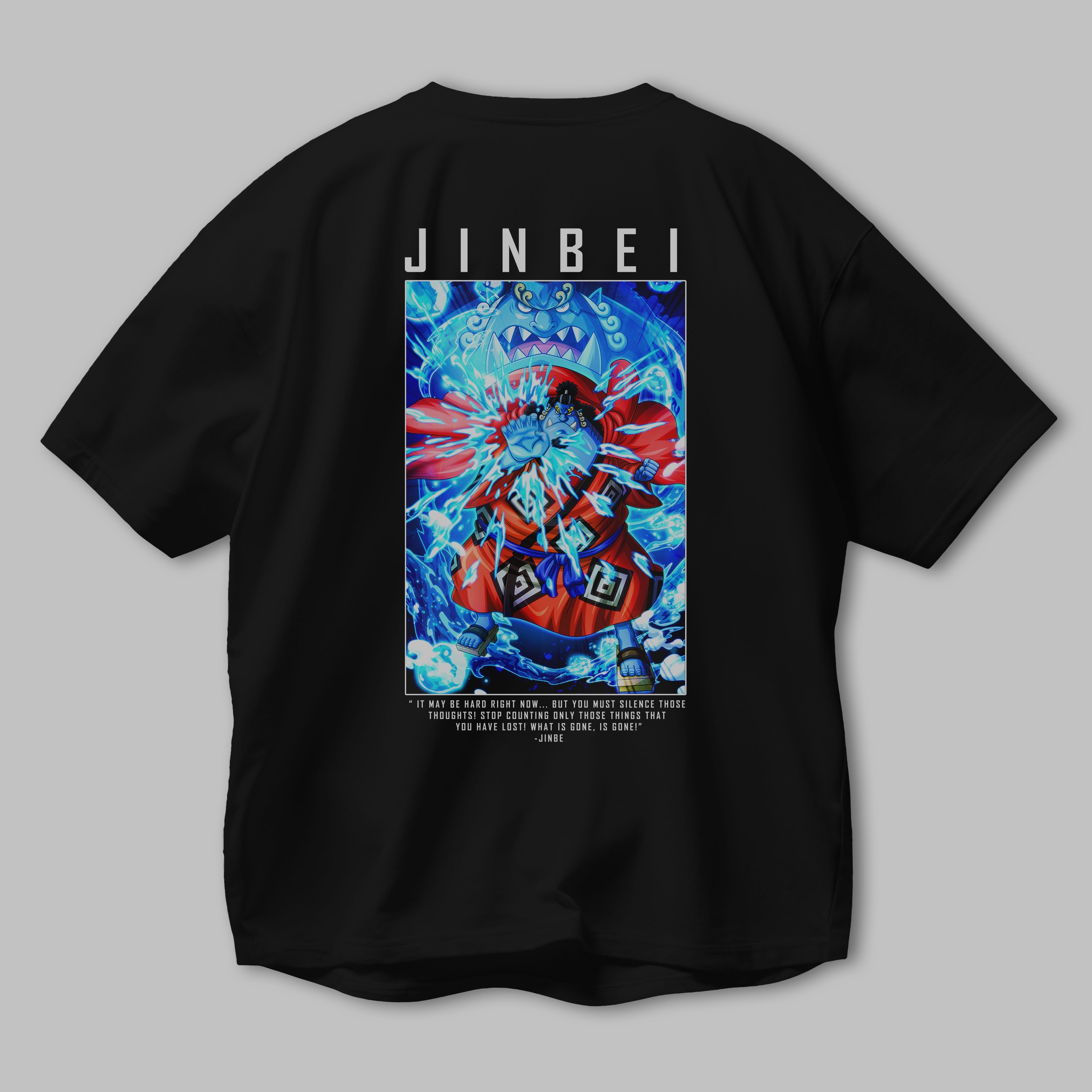 Jinbei Anime Arka Baskılı Oversize t-shirt Erkek Kadın Unisex %100 pamuk tişort