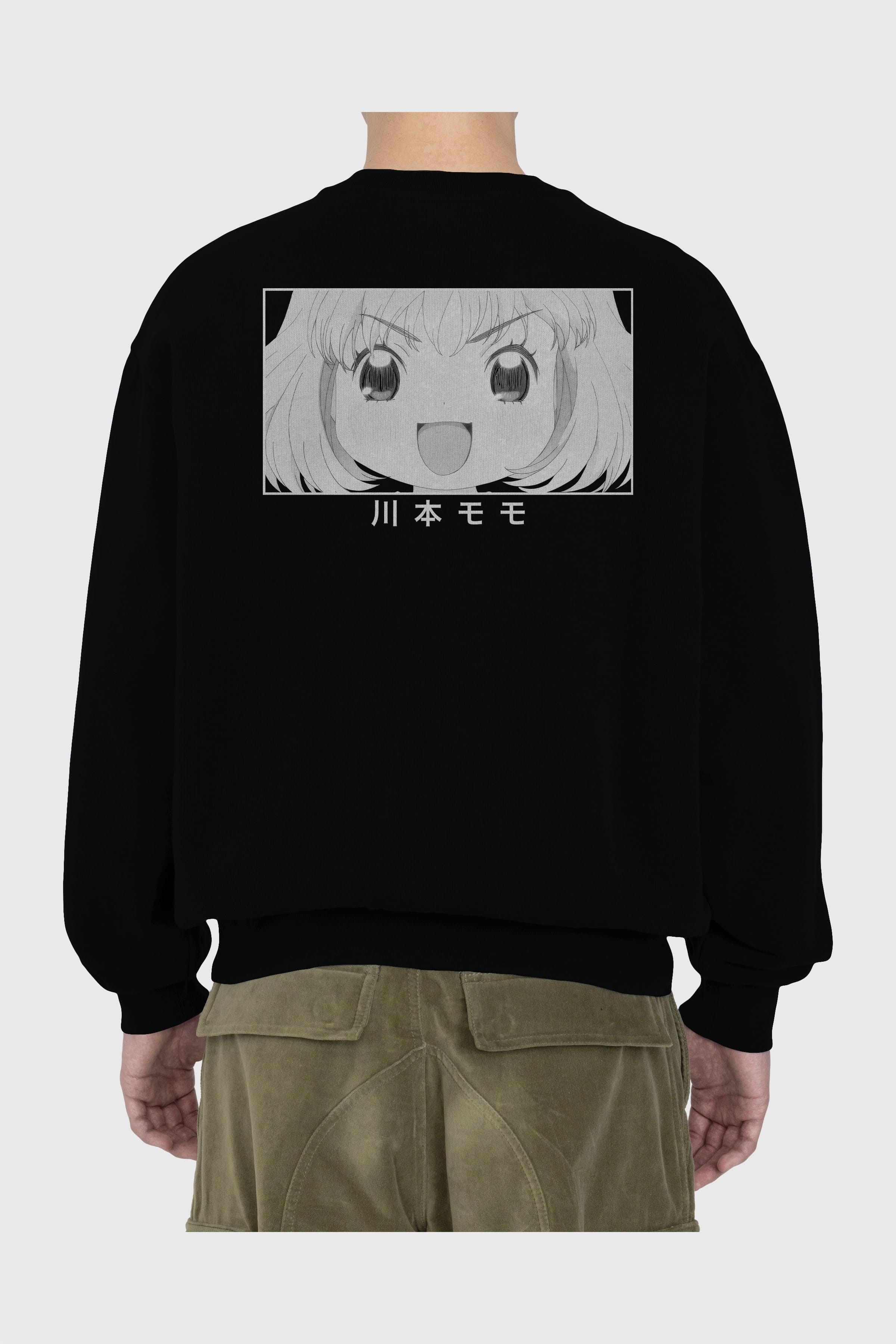Momo Kawamoto 1 Anime Arka Baskılı Oversize Sweatshirt Erkek Kadın Unisex