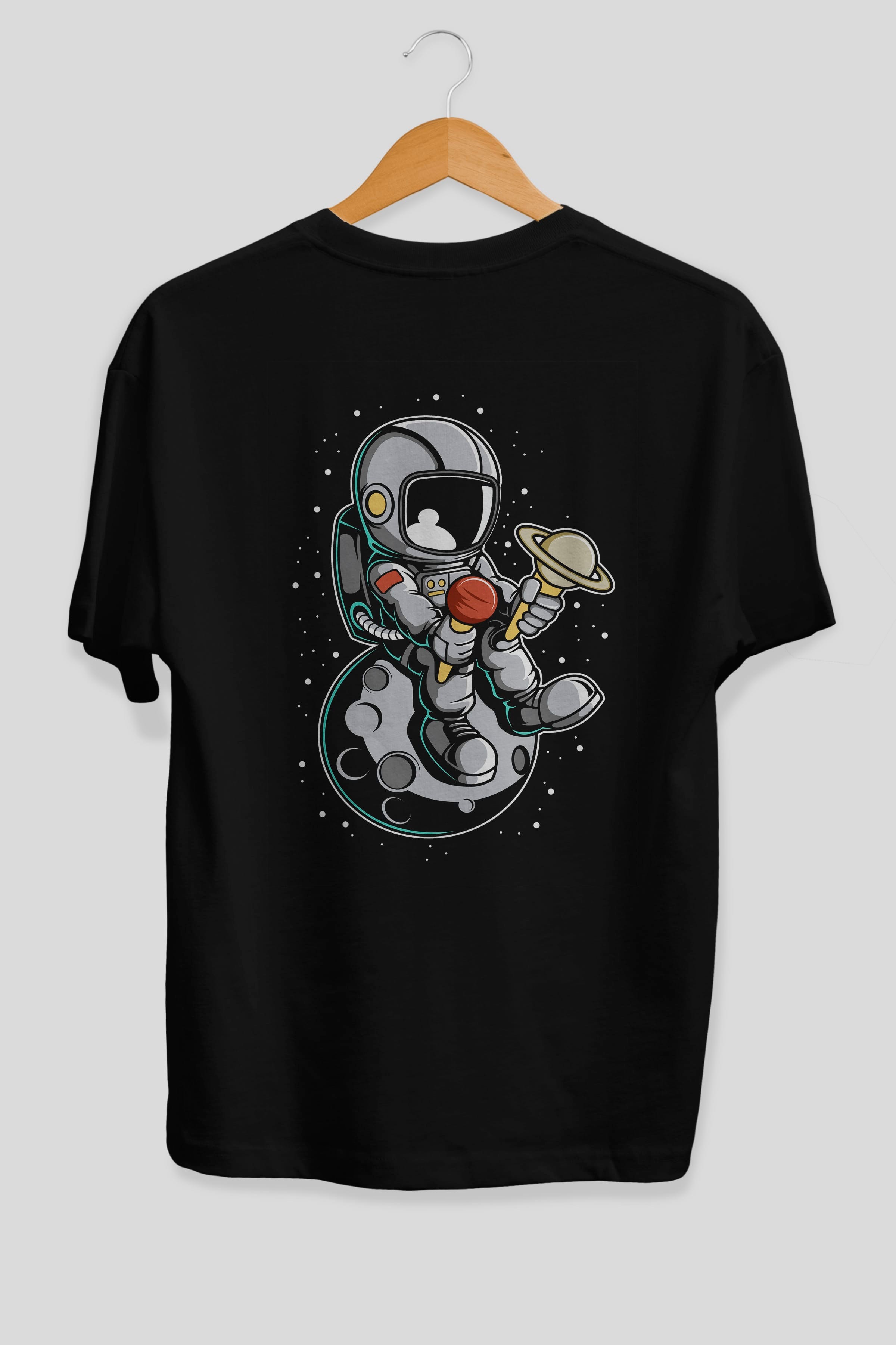 Astronaut Ice Cream (2) Arka Baskılı Oversize t-shirt Erkek Kadın Unisex