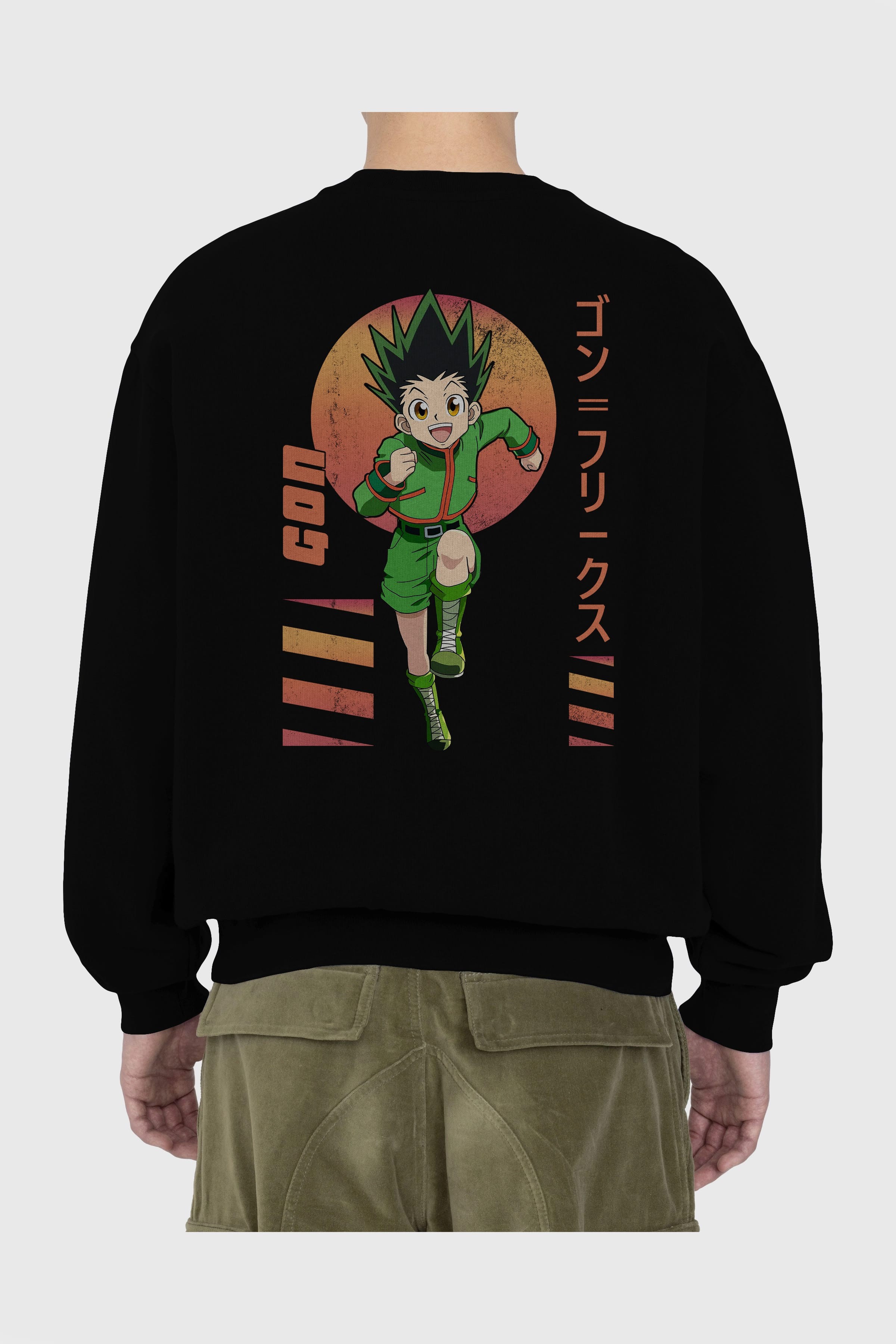 Gon Freecss HUNTER X HUNTER 2 Anime Arka Baskılı Oversize Sweatshirt Erkek Kadın Unisex