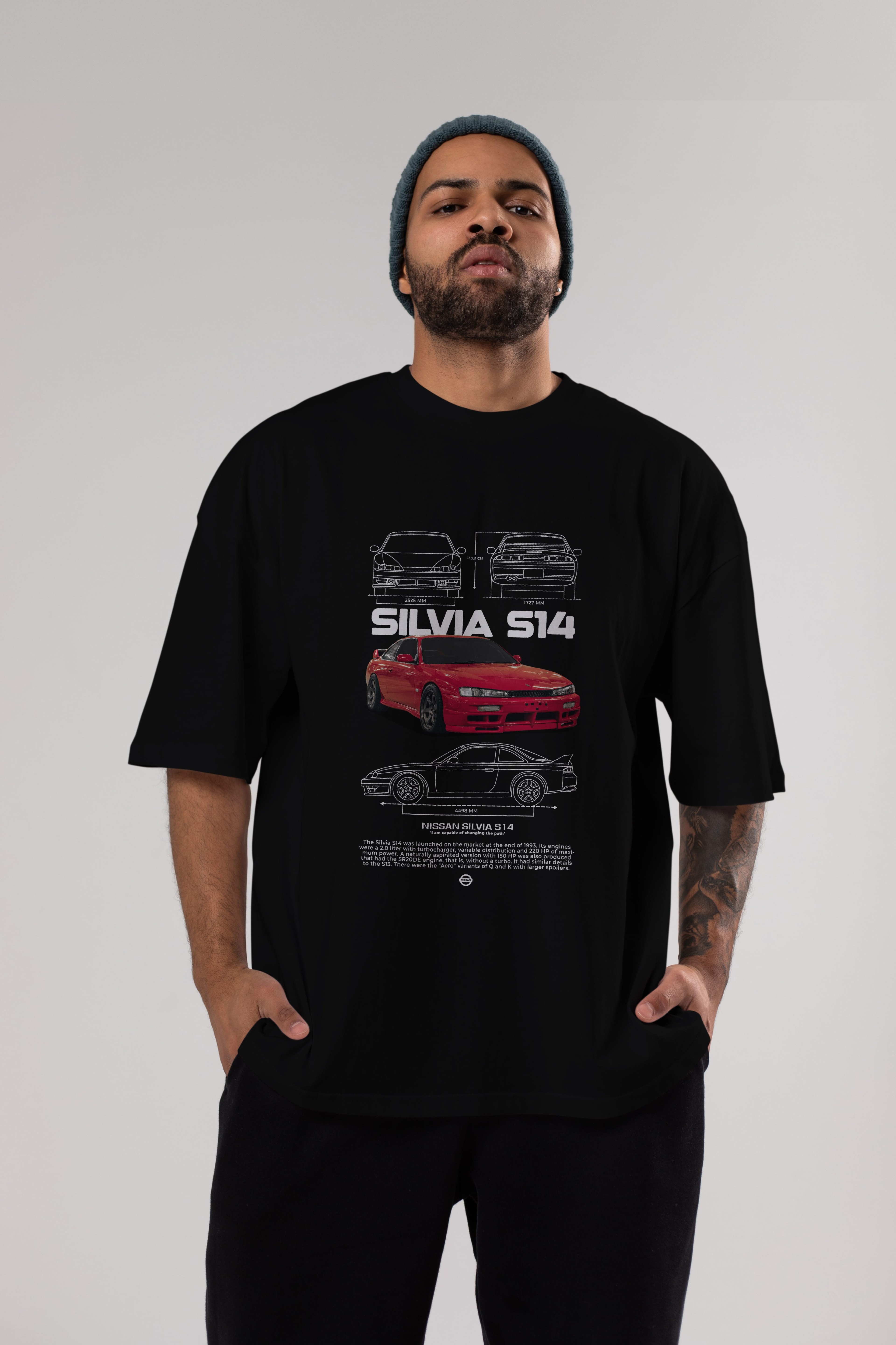 Nissan Silvia s14 Ön Baskılı Oversize t-shirt Erkek Kadın Unisex %100 Pamuk Bisiklet Yaka tişort