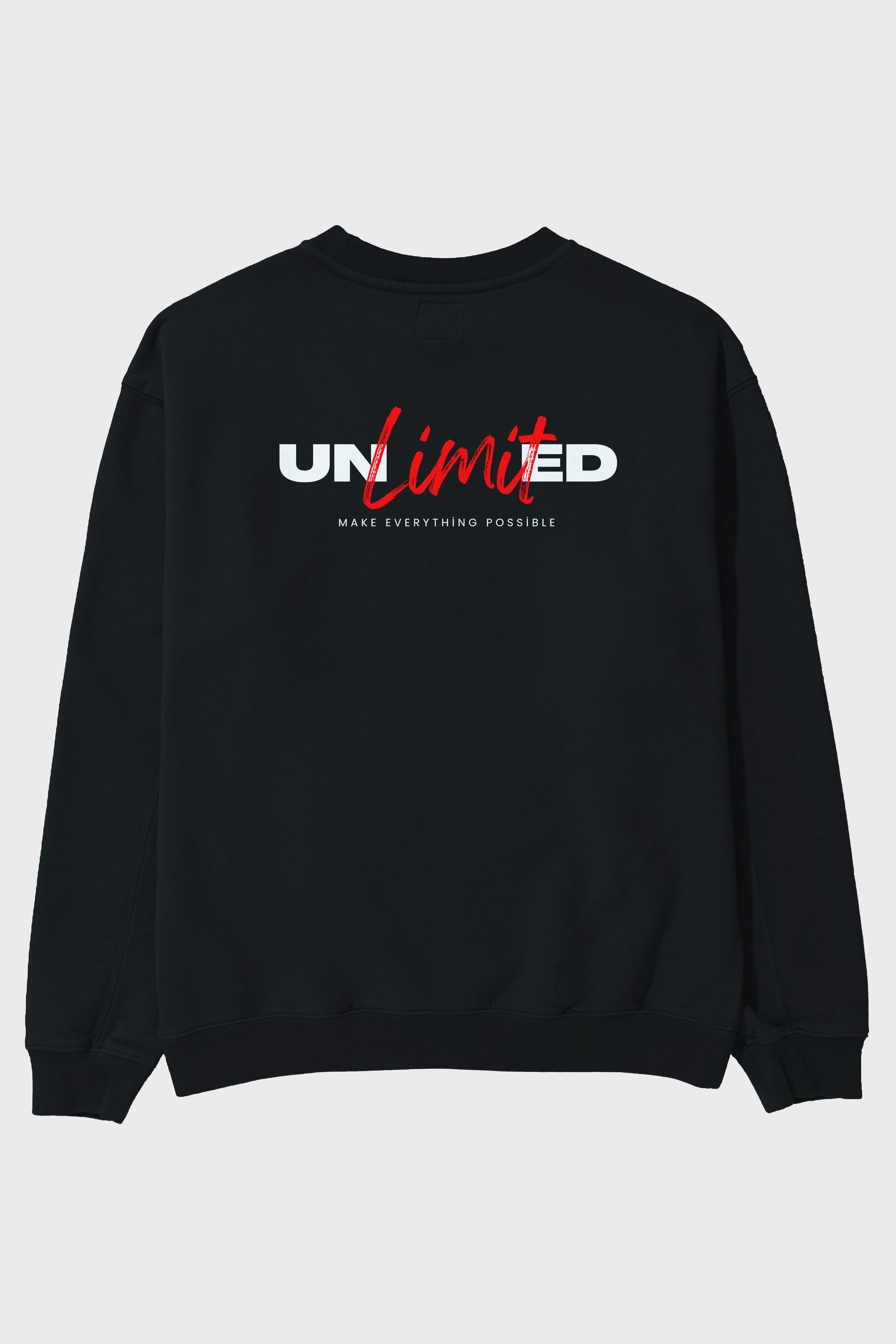 Unlimited Yazılı Arka Baskılı Oversize Sweatshirt Erkek Kadın Unisex