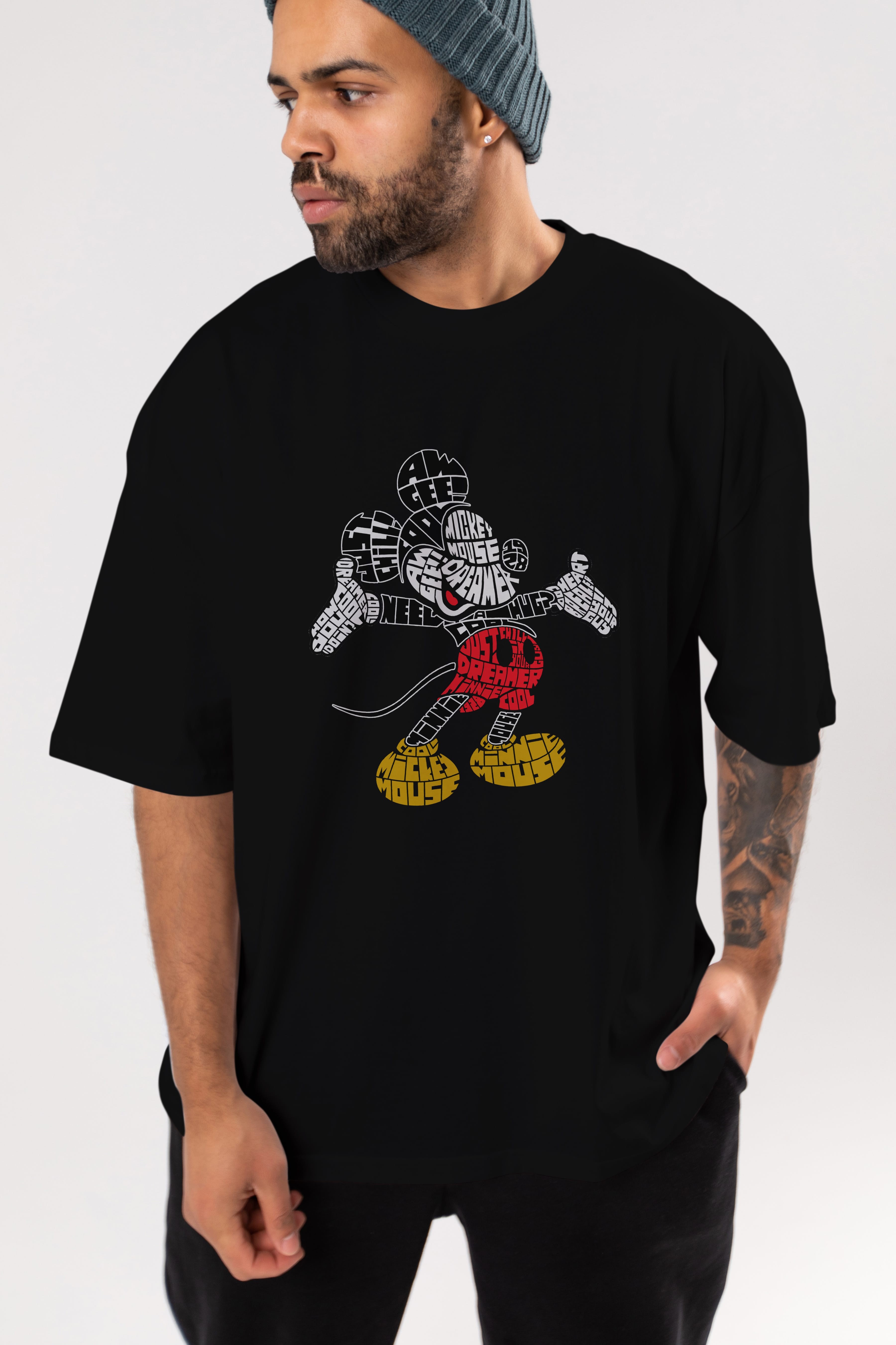 Mickey Ön Baskılı Oversize t-shirt %100 pamuk Erkek Kadın Unisex