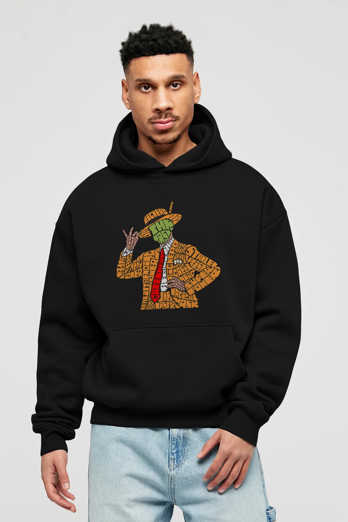 The Mask Ön Baskılı Hoodie Oversize Kapüşonlu Sweatshirt Erkek Kadın Unisex