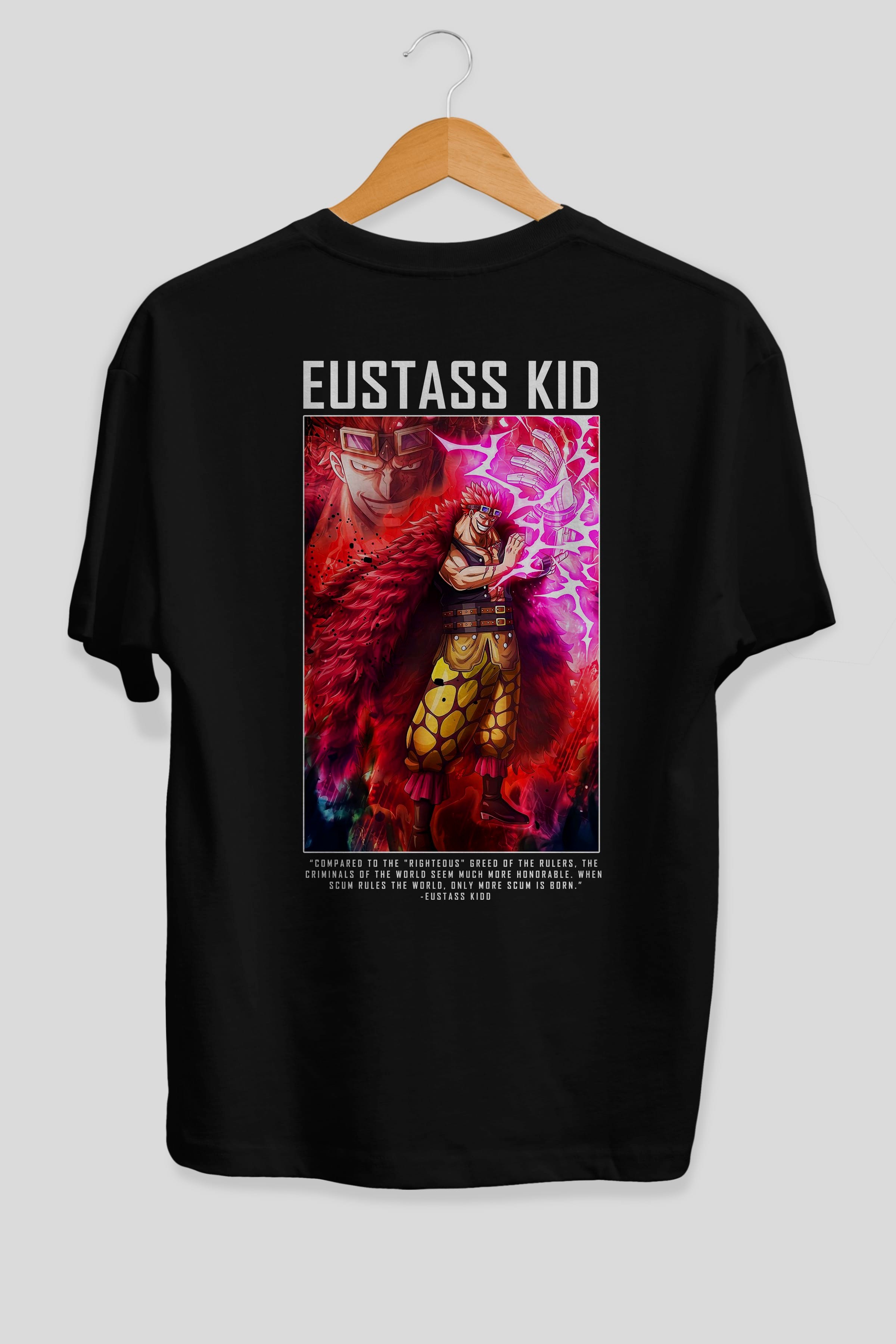 Eustass Kid Anime Arka Baskılı Oversize t-shirt Erkek Kadın Unisex %100 pamuk tişort