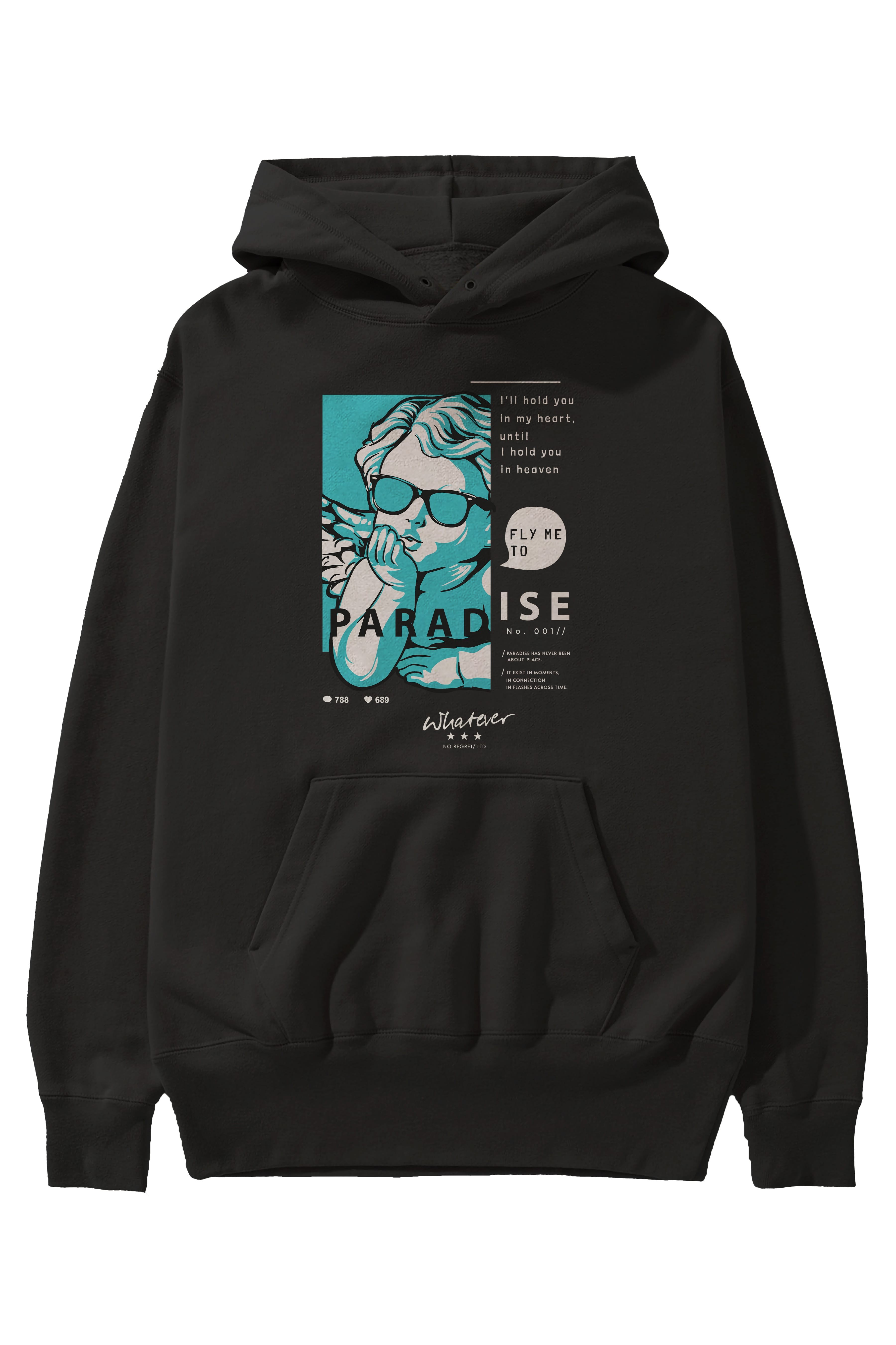 Paradise Fly to Me Ön Baskılı Hoodie Oversize Kapüşonlu Sweatshirt Erkek Kadın Unisex