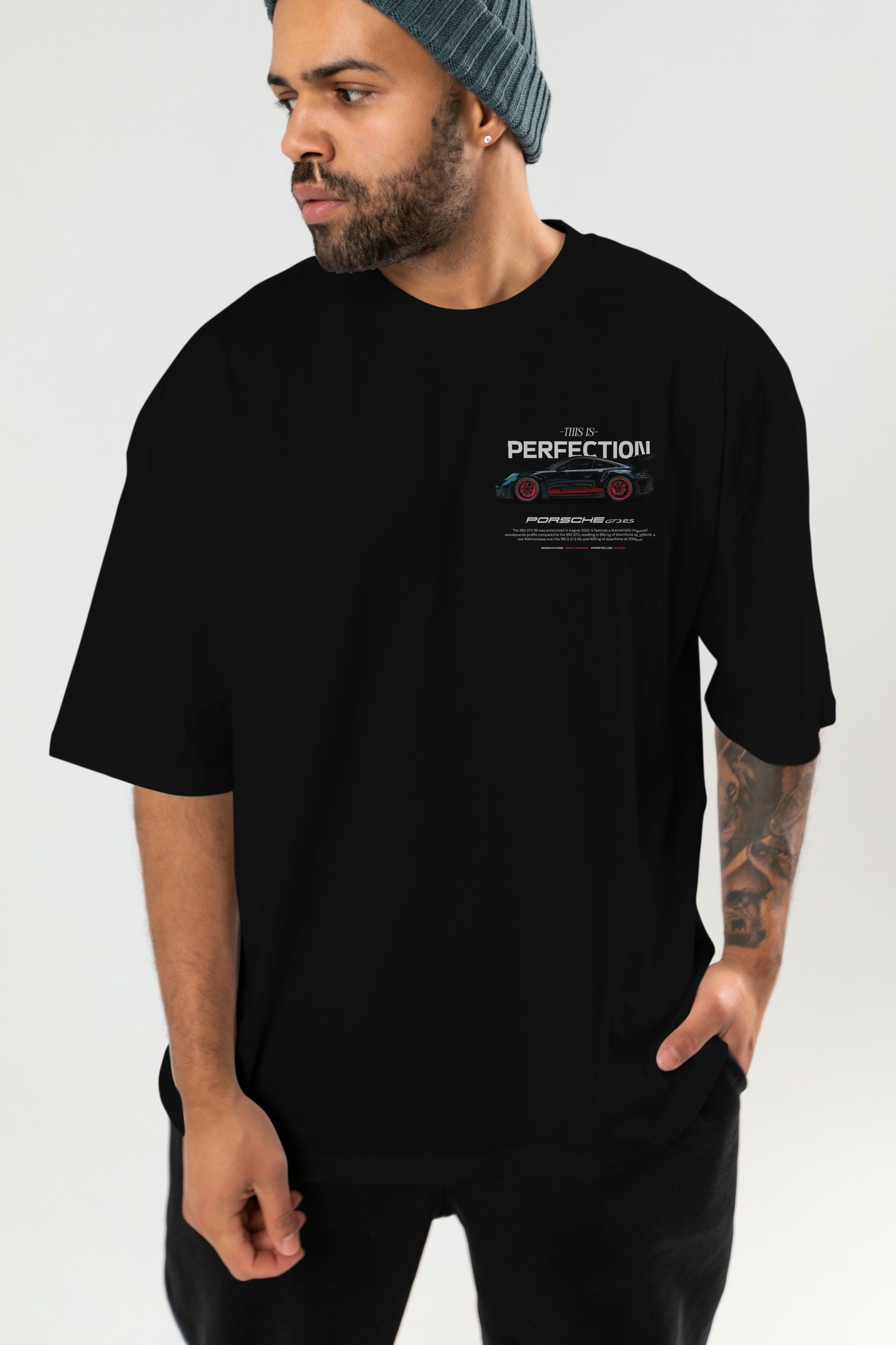 PORSCHE 992 1 Ön Sol Baskılı Oversize t-shirt Erkek Kadın Unisex %100 Pamuk Bisiklet Yaka tişort