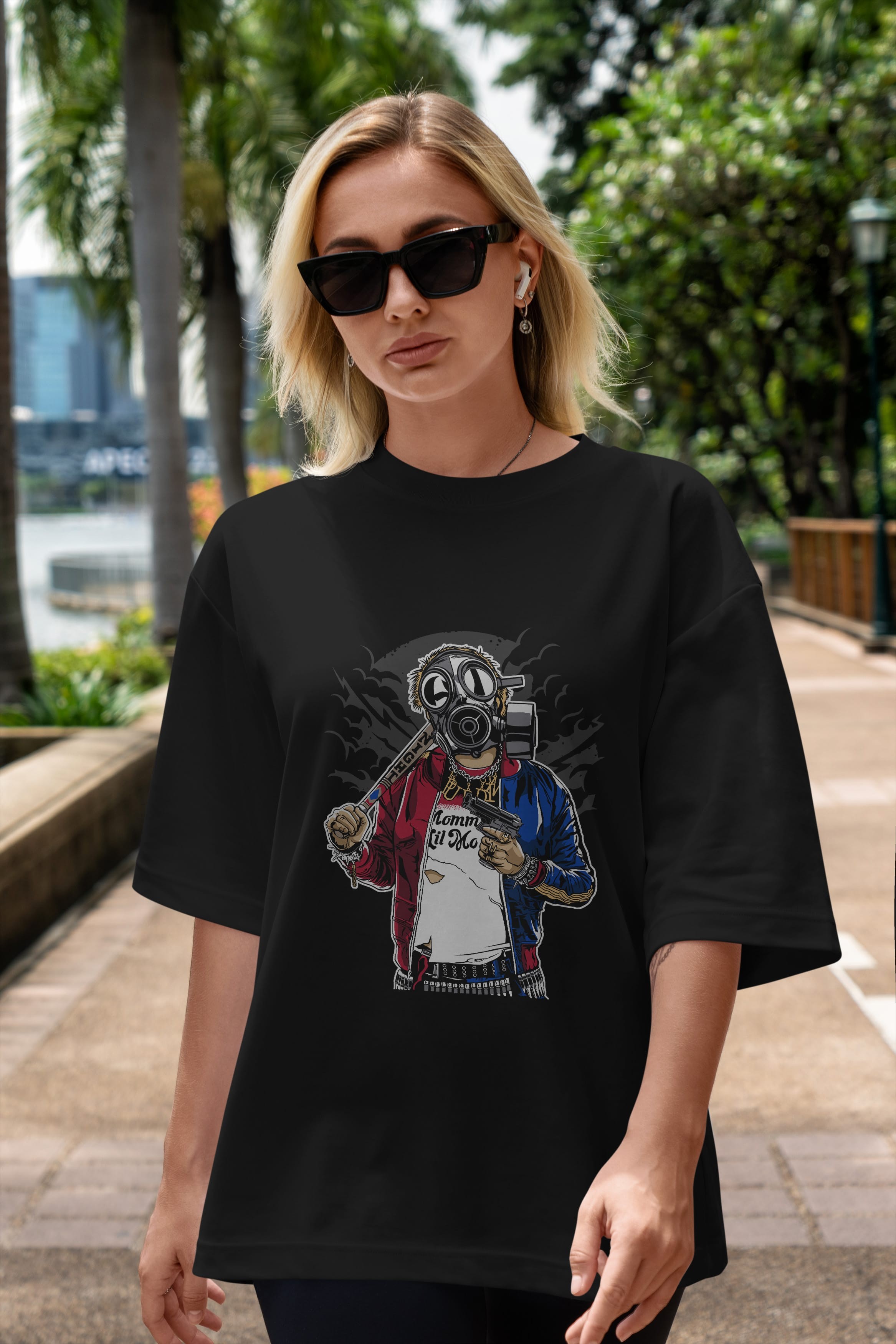 Suicide Gasmask Ön Baskılı Oversize t-shirt Erkek Kadın Unisex %100 Pamuk tişort