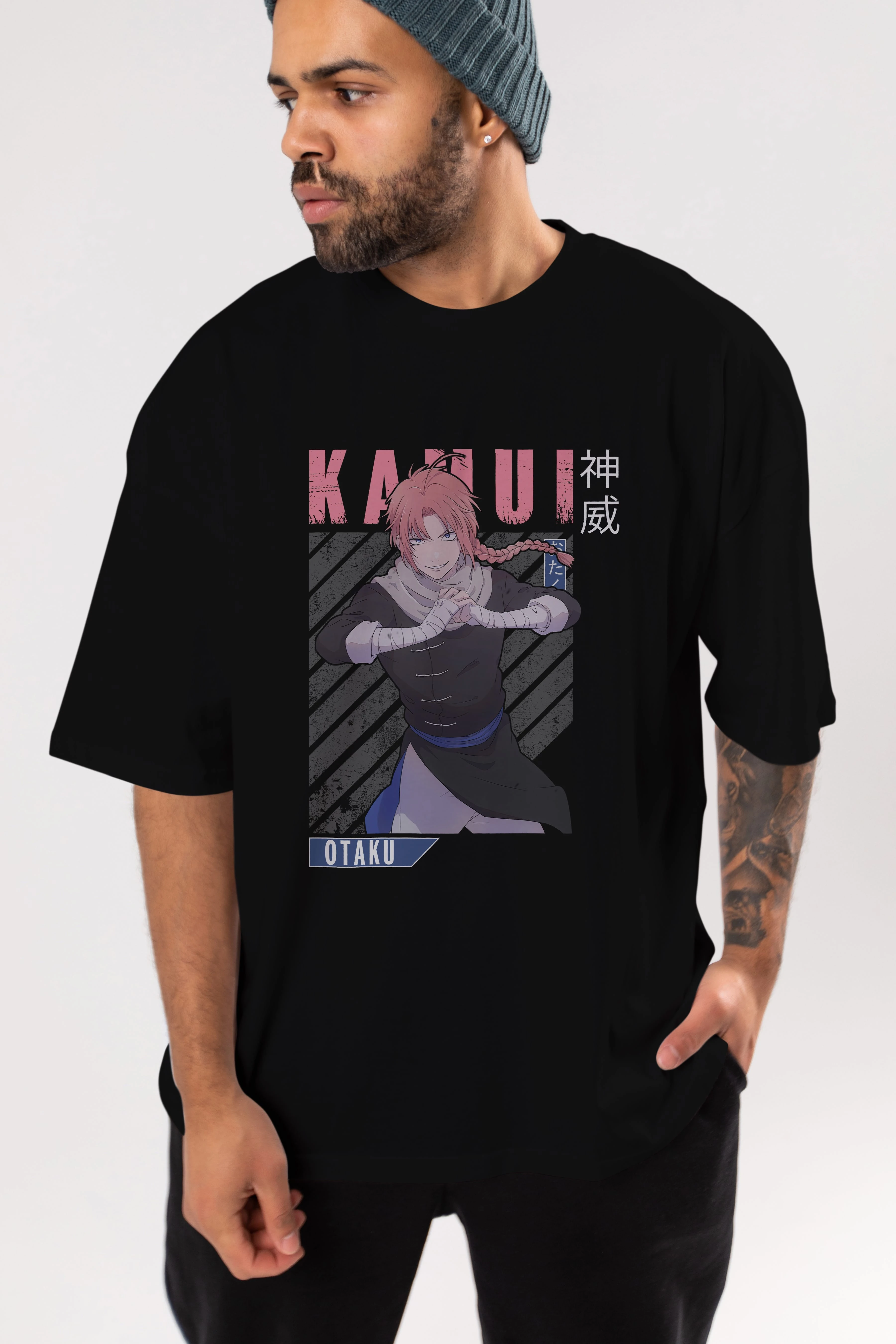 Kamui GINTAMA Anime Ön Baskılı Oversize t-shirt %100 pamuk Erkek Kadın Unisex