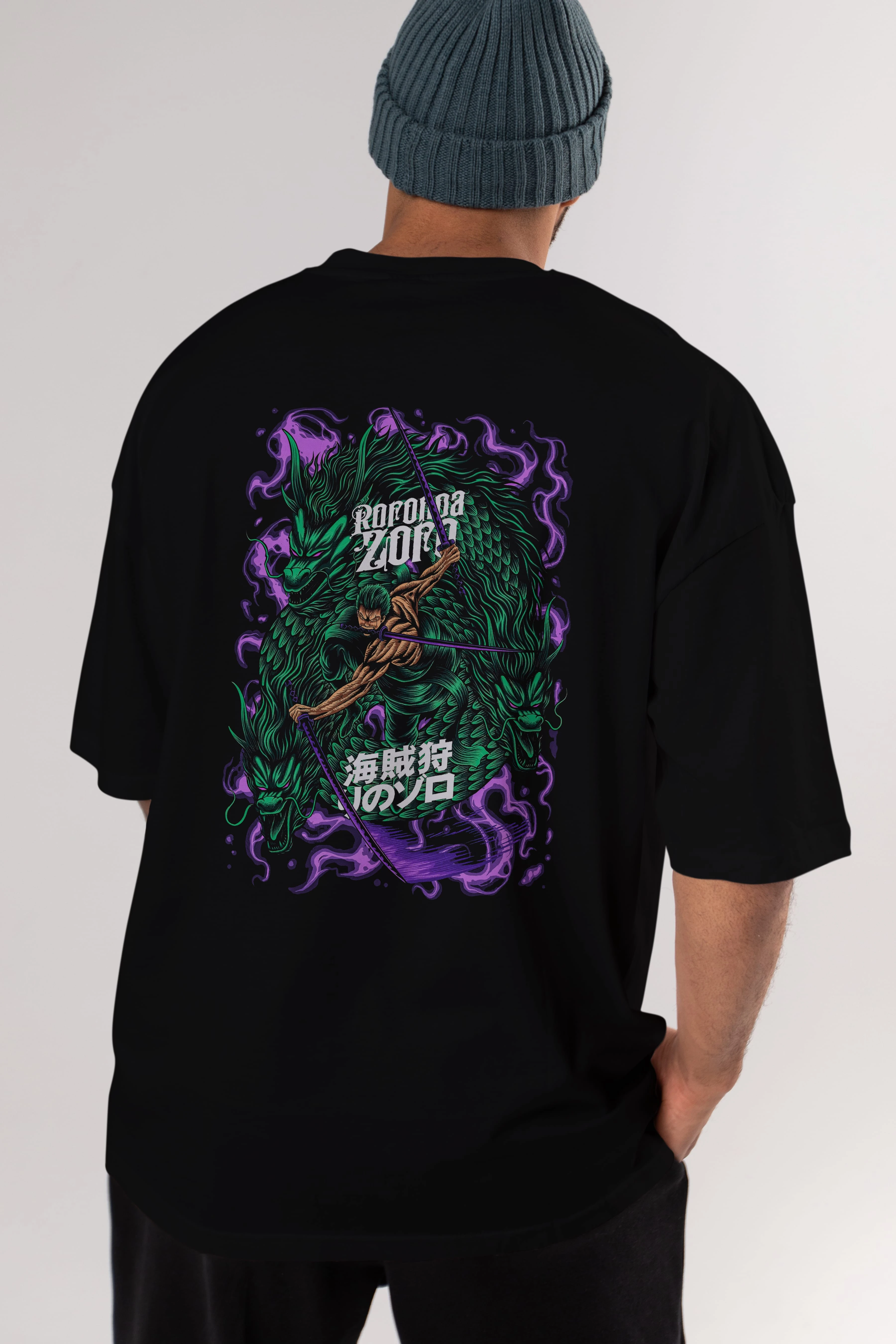 RORONOA ZORO 5 Anime Arka Baskılı Oversize t-shirt Erkek Kadın Unisex
