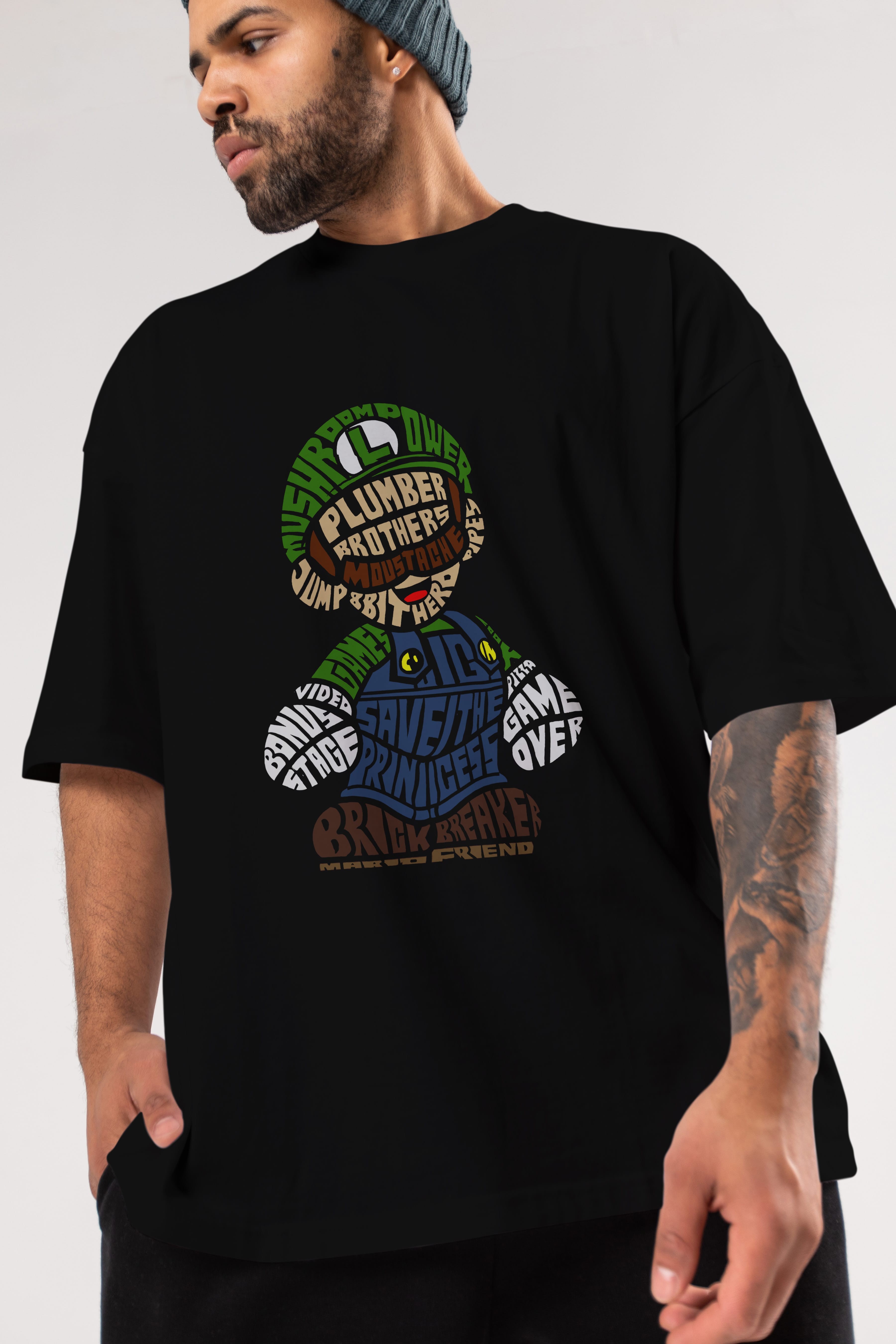 Plumber Brothers Ön Baskılı Oversize t-shirt %100 pamuk Erkek Kadın Unisex